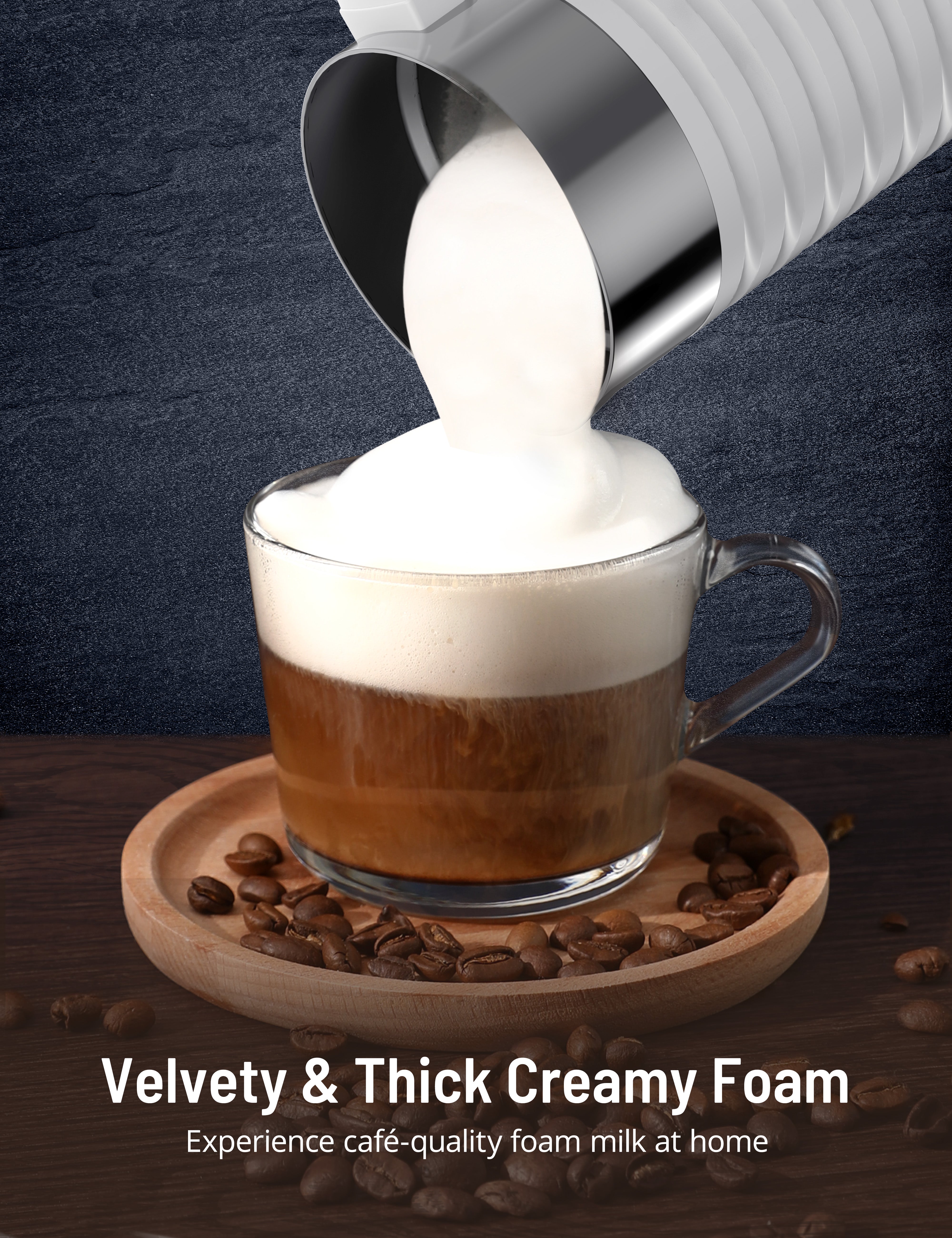 10.1 oz 4-in-1 Milk Frother and Steamer with Handle