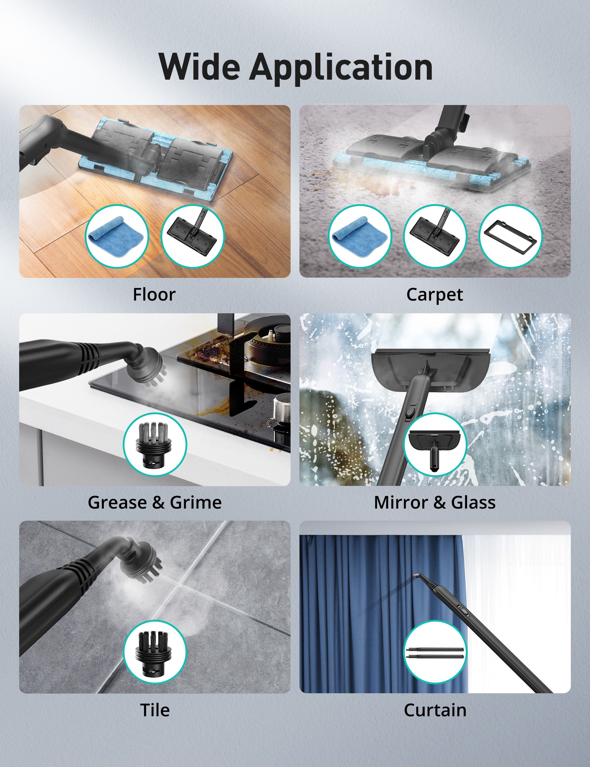 TaoTronics Portable Multipurpose Steam Cleaner CA019, 5 Mins Heating with 1.5L Tank WM
