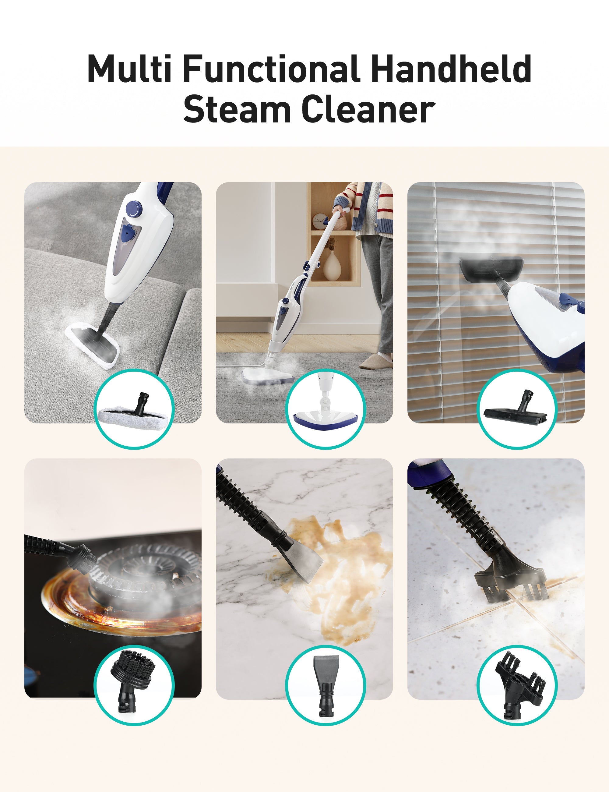 Professional Steam Mop CA039, 15-Second Fast Heating, Large 385ml Water Tank (Exhibit Only)
