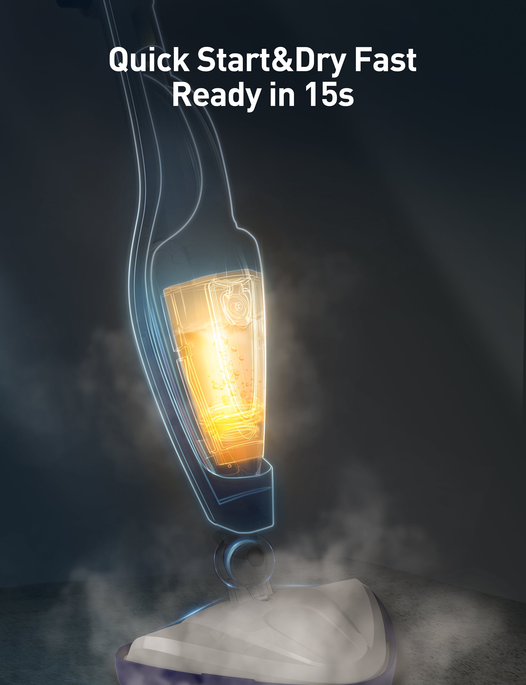 Professional Steam Mop CA039, 15-Second Fast Heating, Large 385ml Water Tank (Exhibit Only)