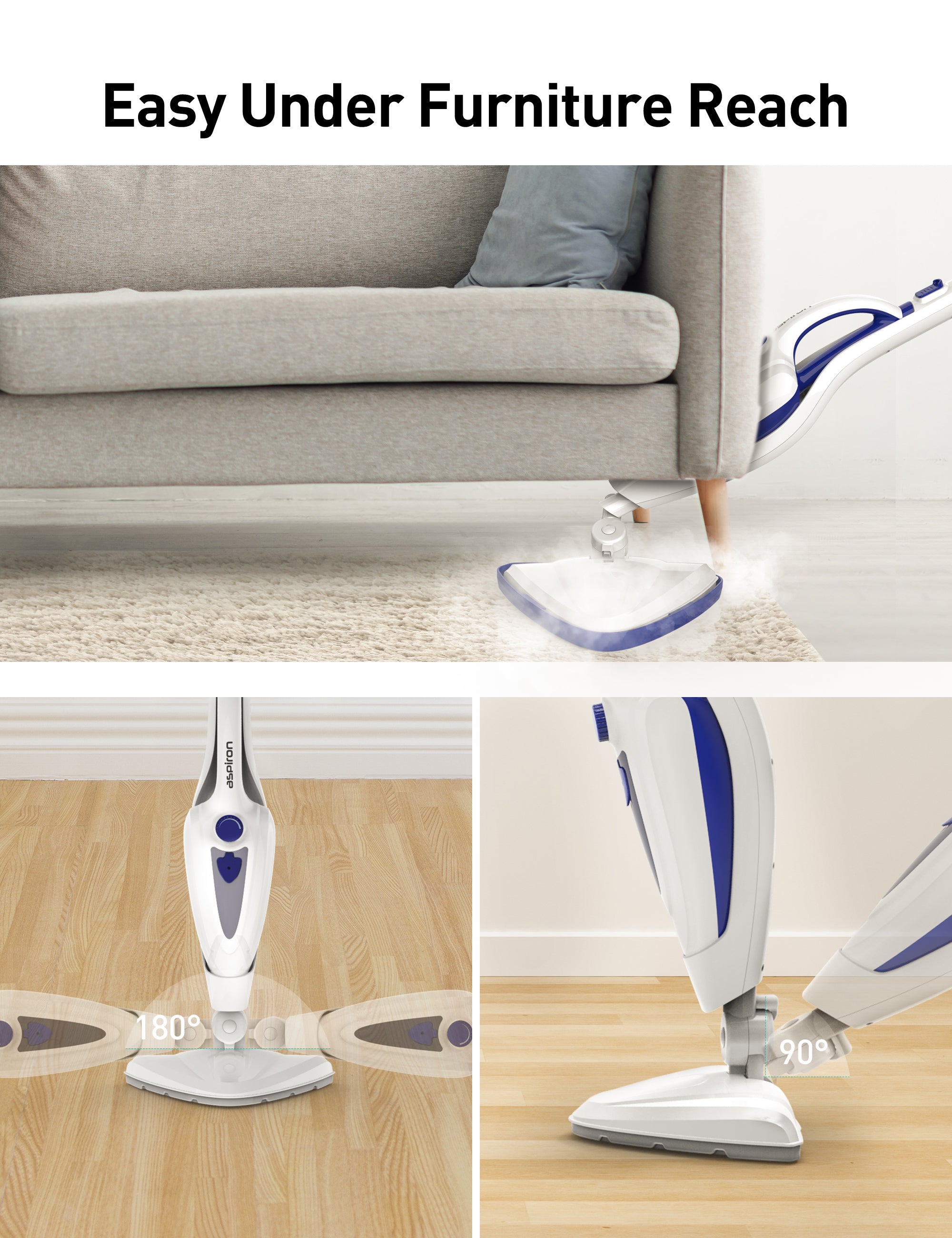 Professional Steam Mop CA039, 15-Second Fast Heating, Large 385ml Water Tank (Exhibit Only)