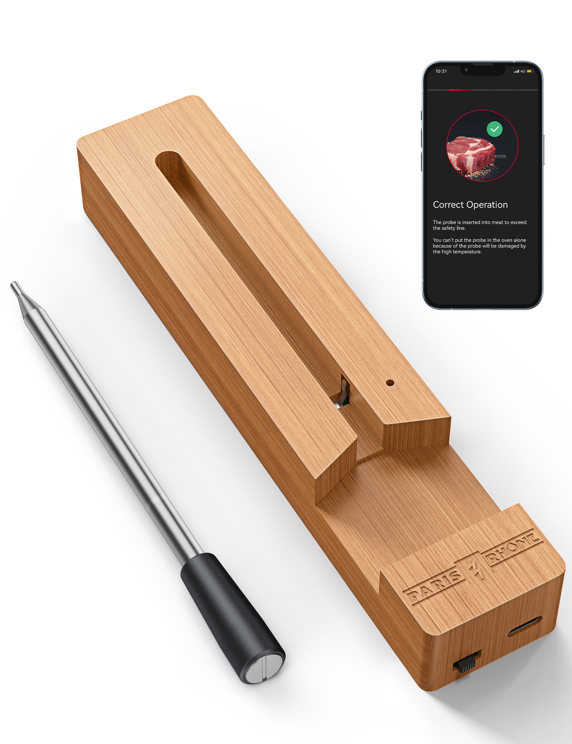 Meat Thermometer TM001, Advanced APP Cooking Guides Wireless