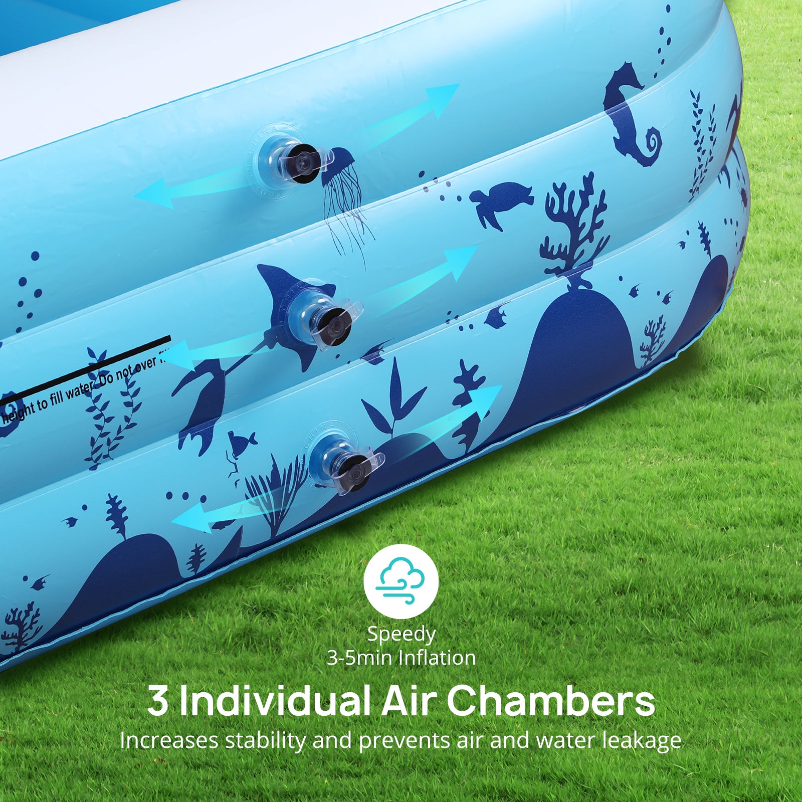 TaoTronics x Evajoy EJ-HF021 Large Inflatable Swimming Pool with Canopy, 118” x 72” x 20” Full-Sized Inflatable Pool