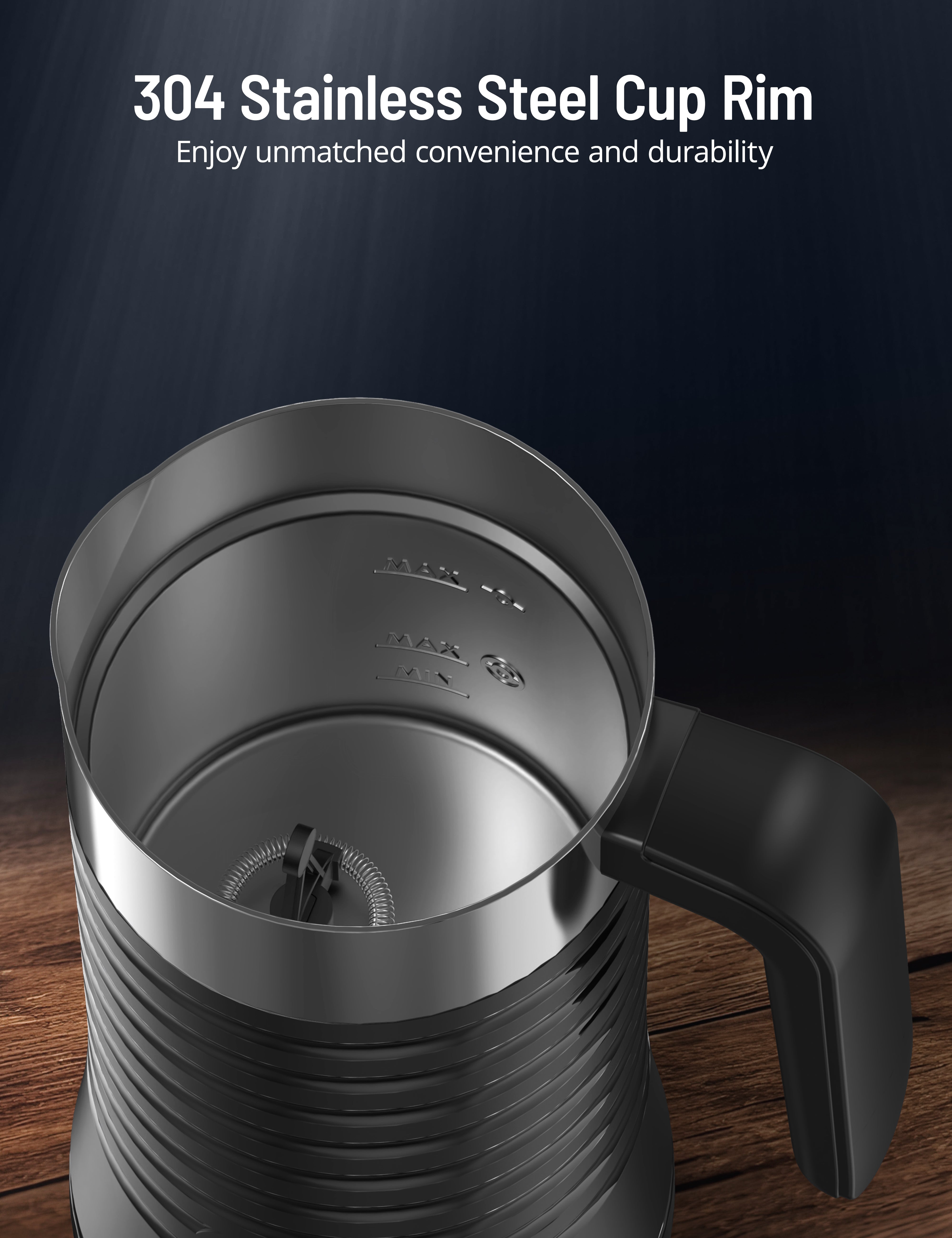 10.1 oz 4-in-1 Milk Frother and Steamer with Handle