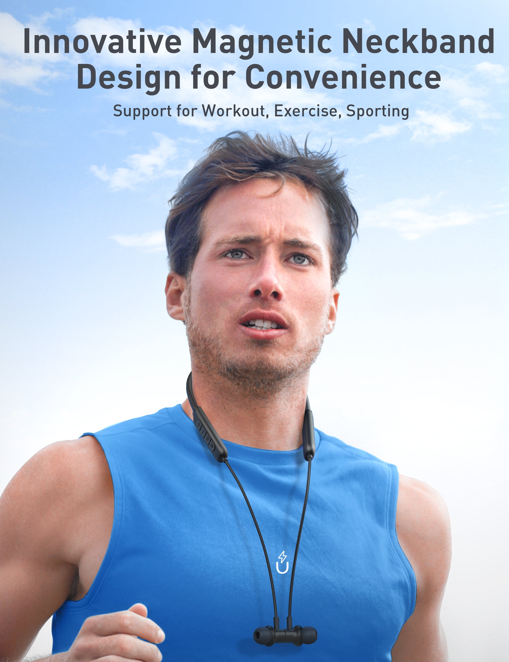 Taotronics | NB-BH115 Wireless Neckband Earbuds with Mics Bluetooth 5.3 Magnetic Headphones