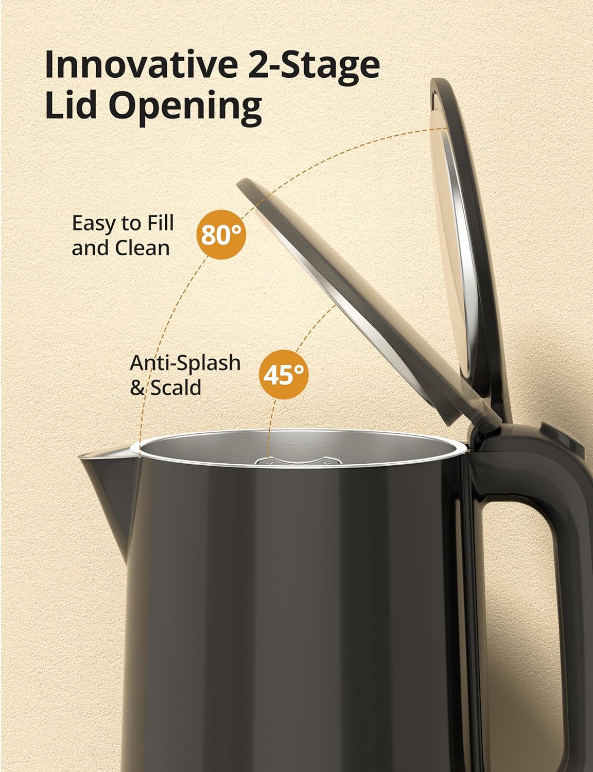 TaoTronics 1.7L Stainless Steel Electric Kettle, 1500W with LED Indicator