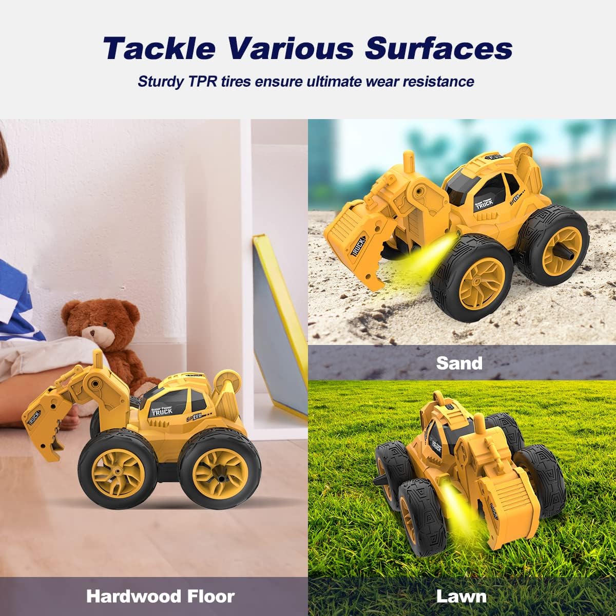KATTUN Construction Vehicles Toy, 360° Flip and Rotation Remote Control Excavator Truck, 2.4Ghz RC Car