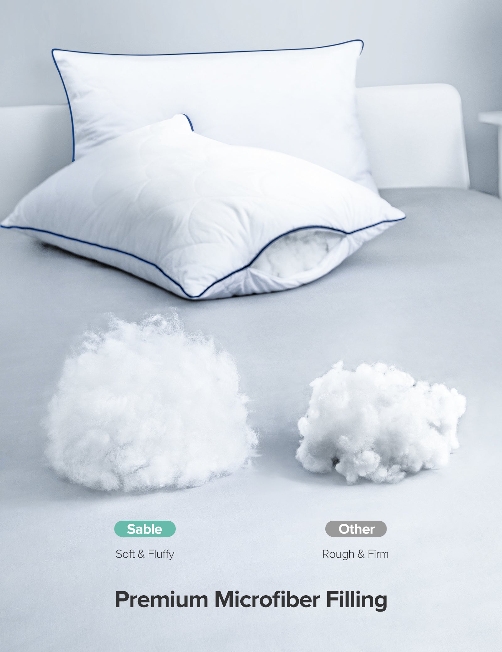Sable Pillows for Sleeping, 2 Pack Hotel Collection Bed Pillows, Adjustable Soft Relief for Neck Pain