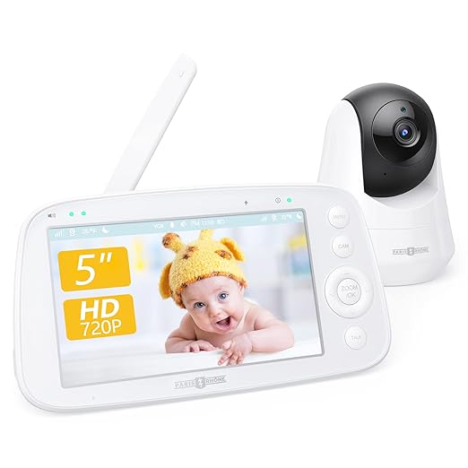 PARIS RHÔNE Video Baby Monitor, 5" 720P HD Baby Monitor with Camera and Audio