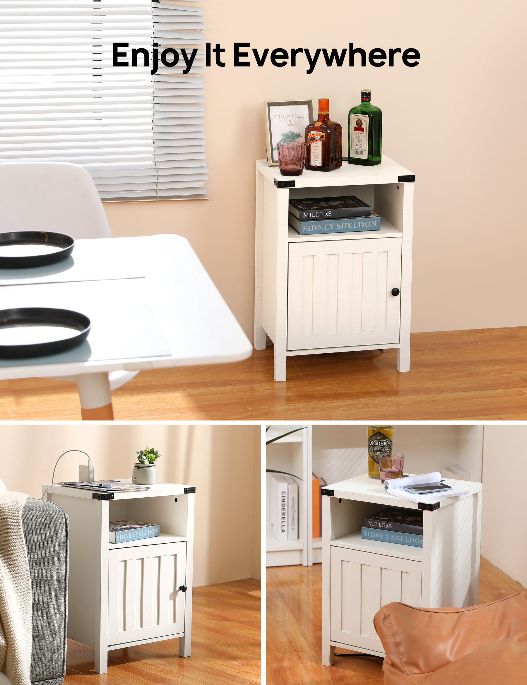 Cyber Monday Evajoy Nightstand with Charging Station, Side Table with RGB Light Strip, Modern End Table Beside Table with USB Ports and Outlets 2023