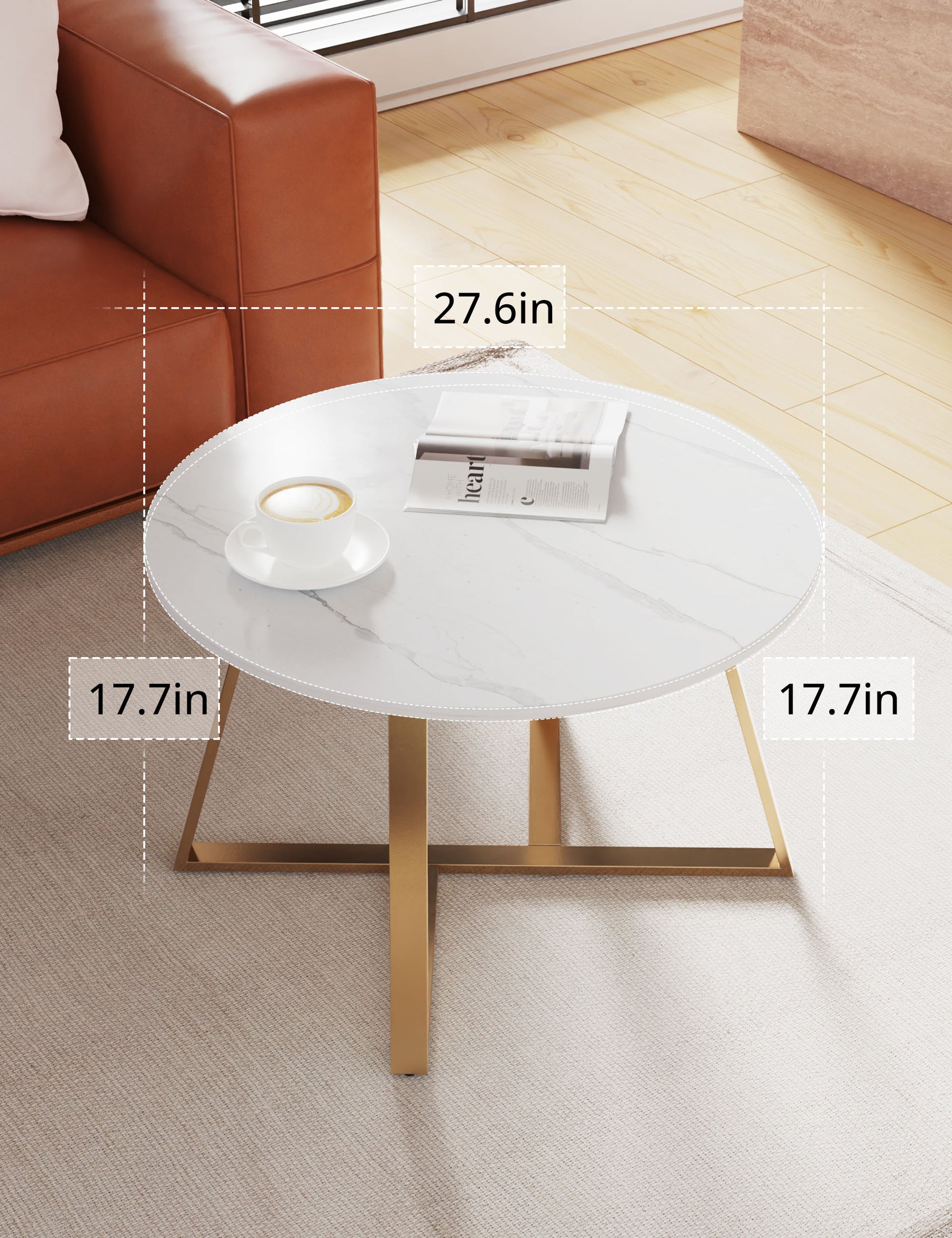 Cyber Monday Evajoy Coffee Table, 27.6" Round Coffee Table with Tempered Glass Surface 2023