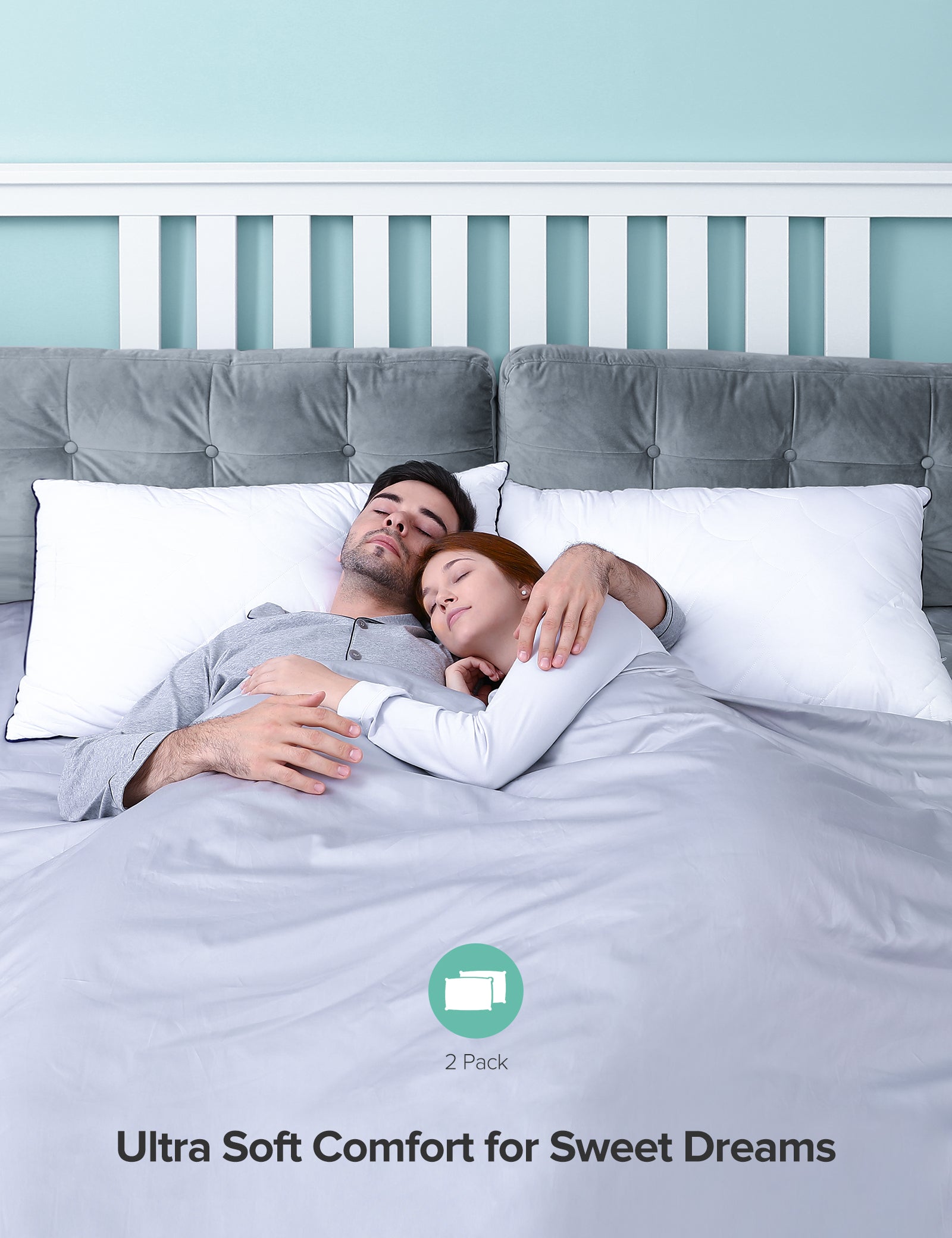 Sable Pillows for Sleeping, 2 Pack Hotel Collection Bed Pillows, Adjustable Soft Relief for Neck Pain