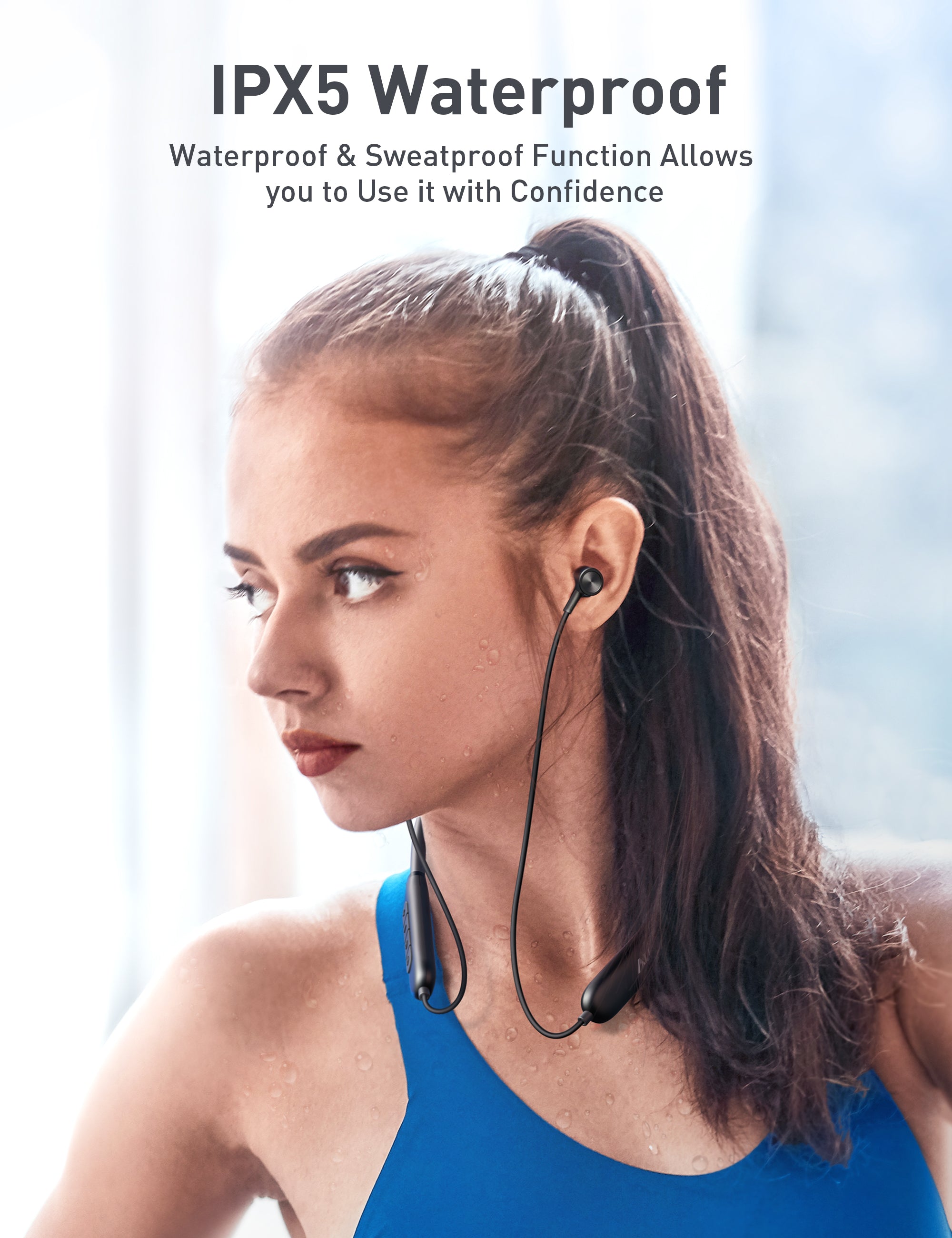 Taotronics | NB-BH115 Wireless Neckband Earbuds with Mics Bluetooth 5.3 Magnetic Headphones