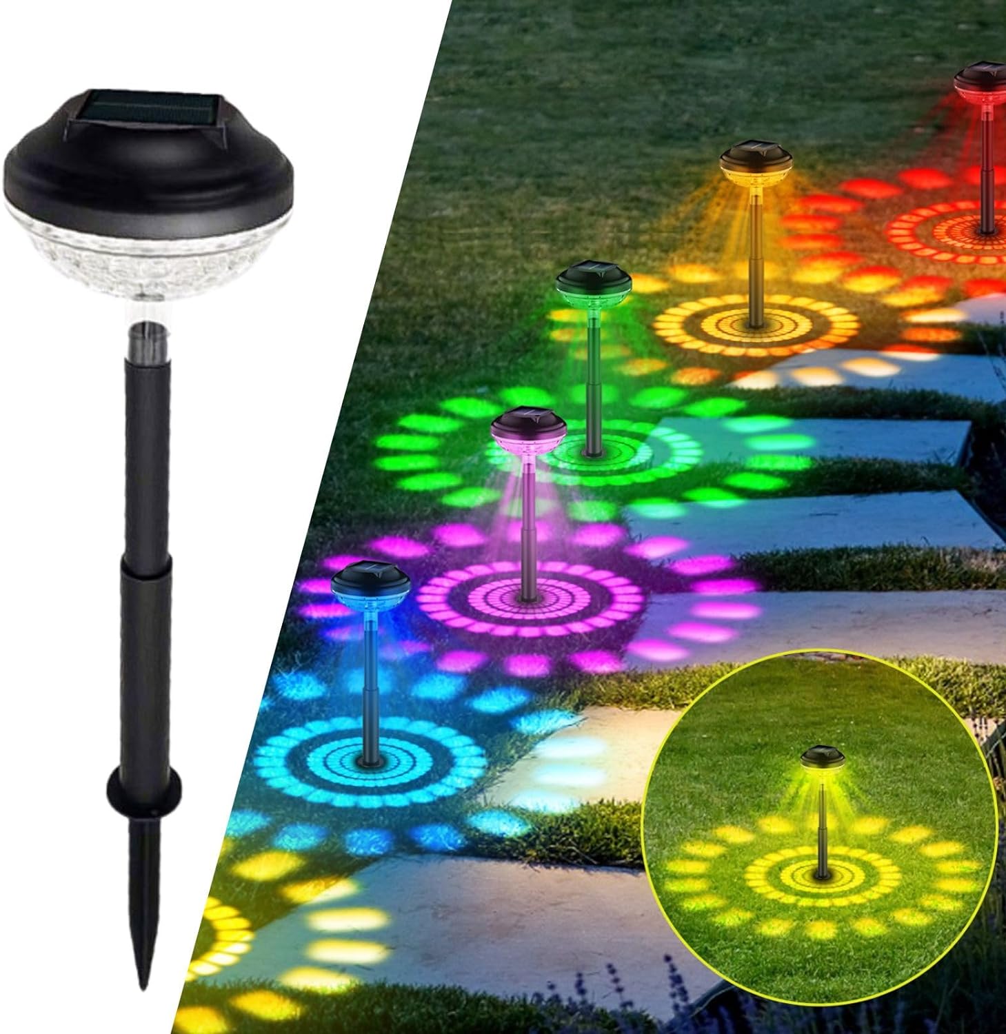 Solar Powered RGB Spotlight LED Lights Color Changing Garden Yard