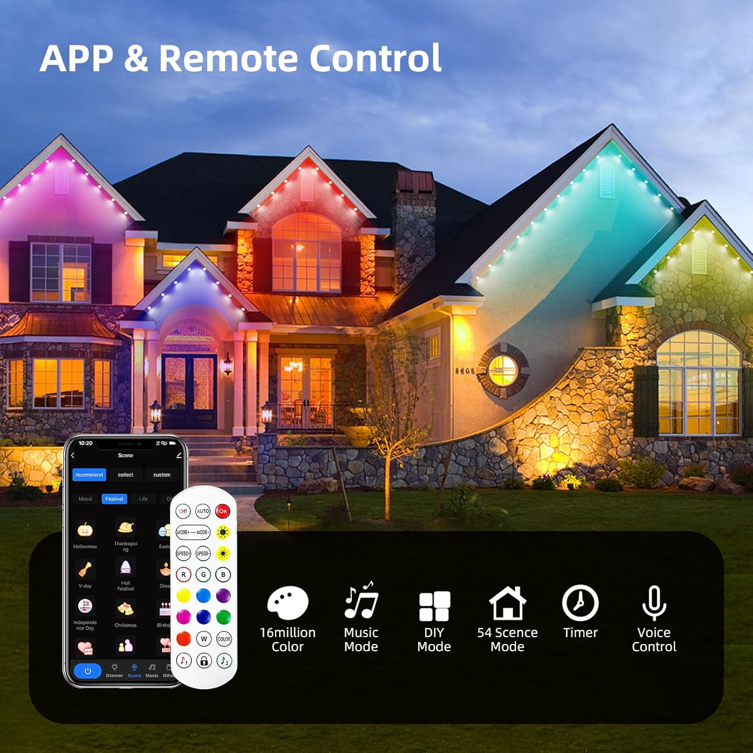 TaoTronics RGBIC Smart Permanent Outdoor Flood Lights 50ft NB-OL012