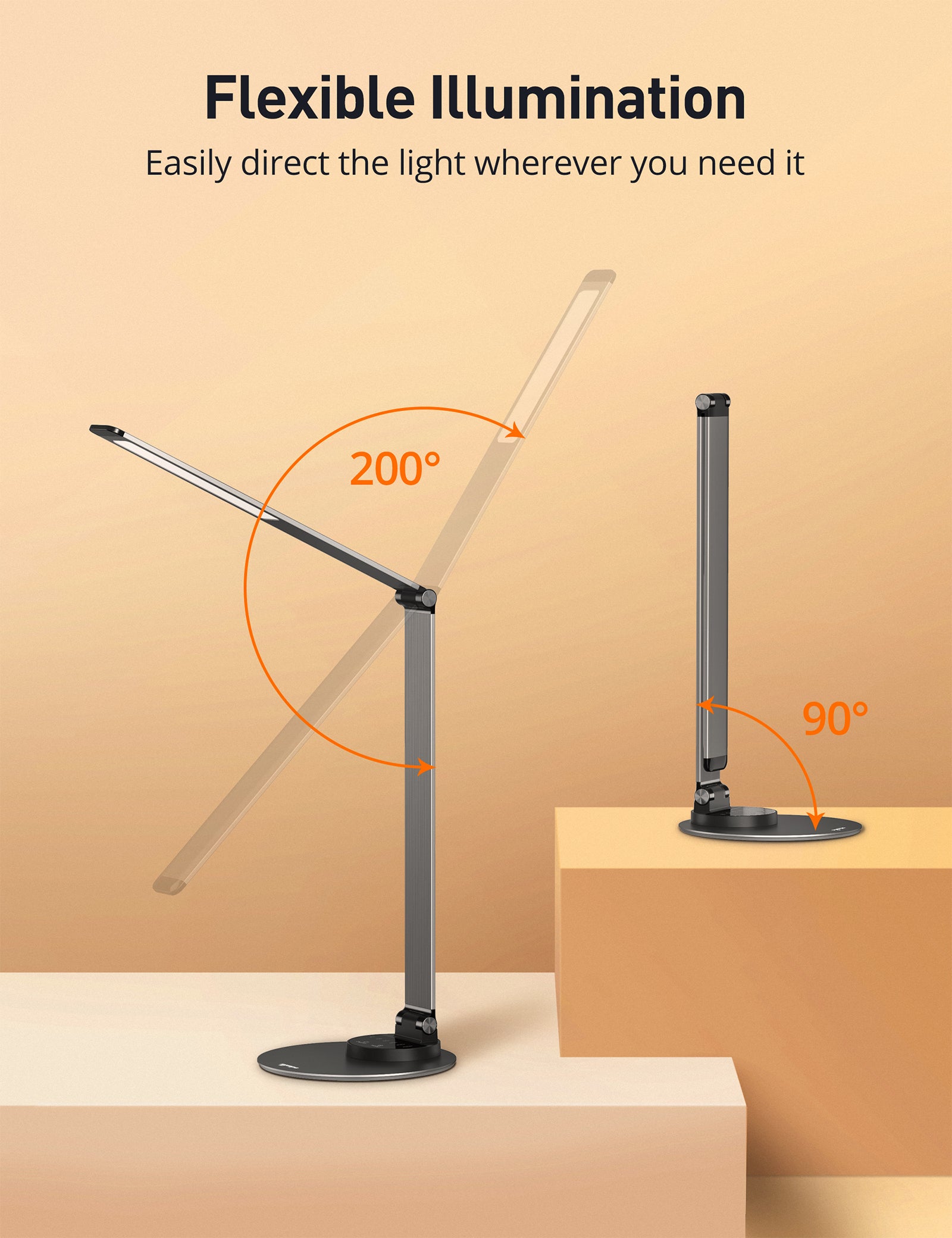 TaoTronics LED Desk Lamp SP-DL007, Aluminum Alloy Dimmable Lamp With 3 Color Modes