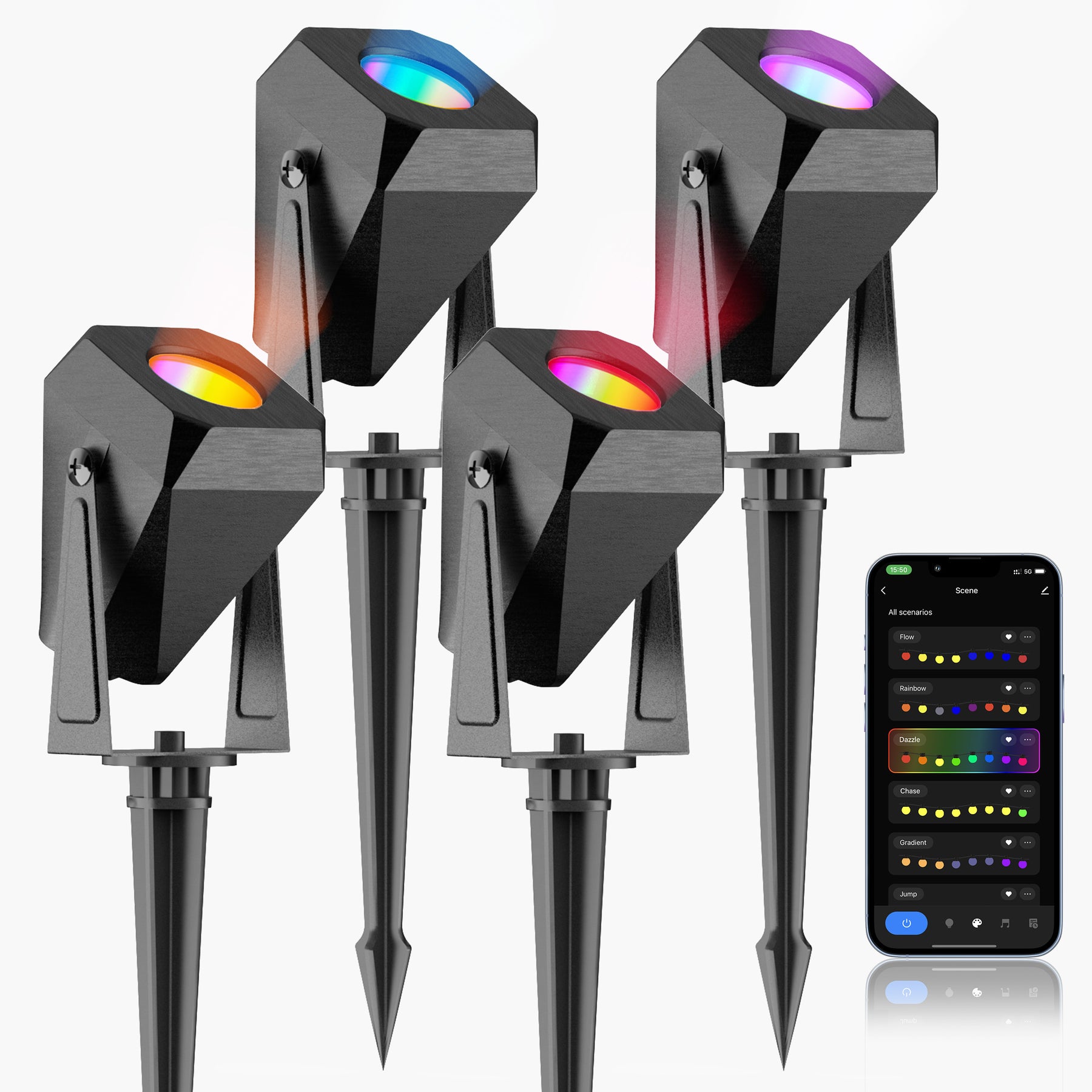 TaoTronics Outdoor Spot Lights , IP65 Waterproof Outdoor Lights RGB Color Changing Spotlight