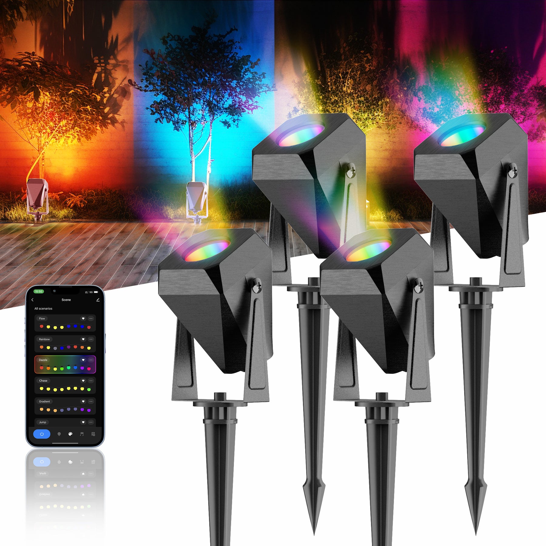 TaoTronics Outdoor Spot Lights , IP65 Waterproof Outdoor Lights RGB Color Changing Spotlight