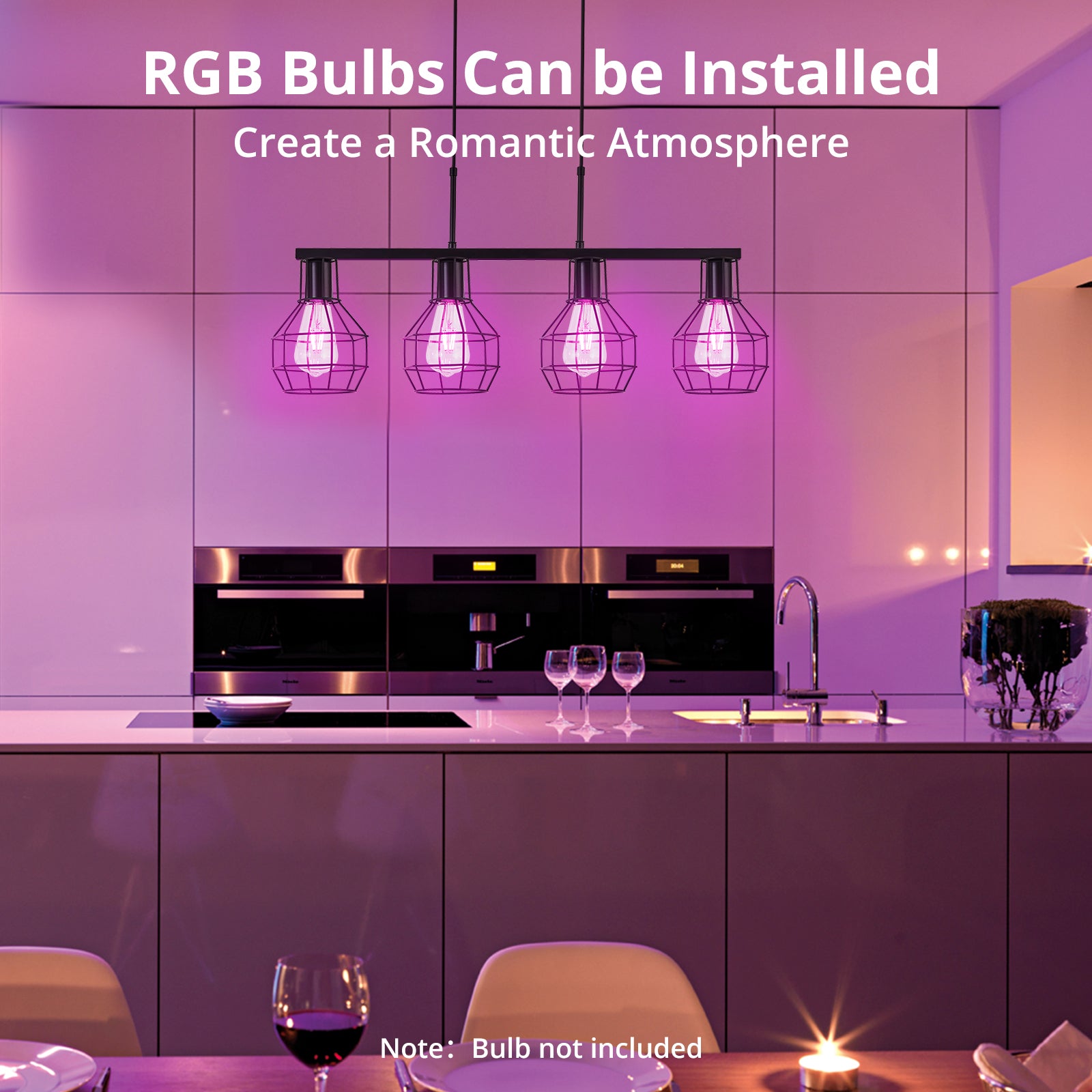 TaoTronics 4-Light Kitchen Island Lighting Adjustable Height Pendant Light Fixtures