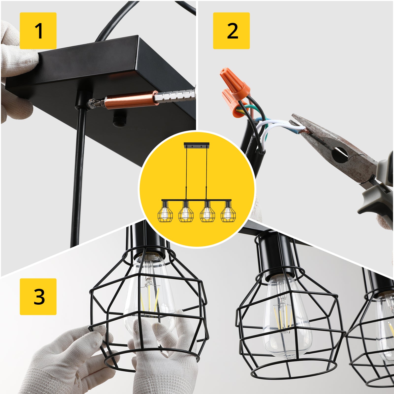 TaoTronics 4-Light Kitchen Island Lighting Adjustable Height Pendant Light Fixtures