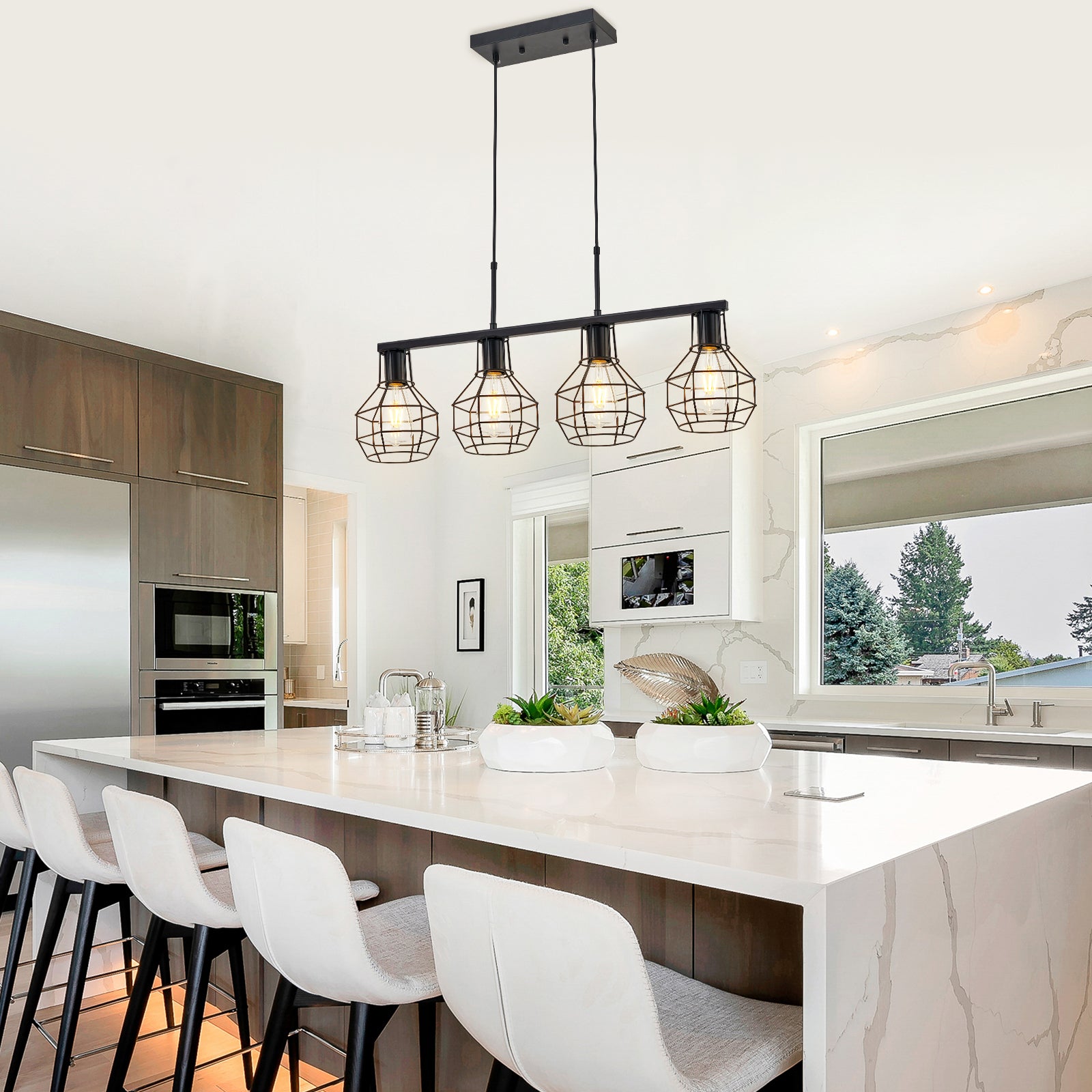 TaoTronics 4-Light Kitchen Island Lighting Adjustable Height Pendant Light Fixtures