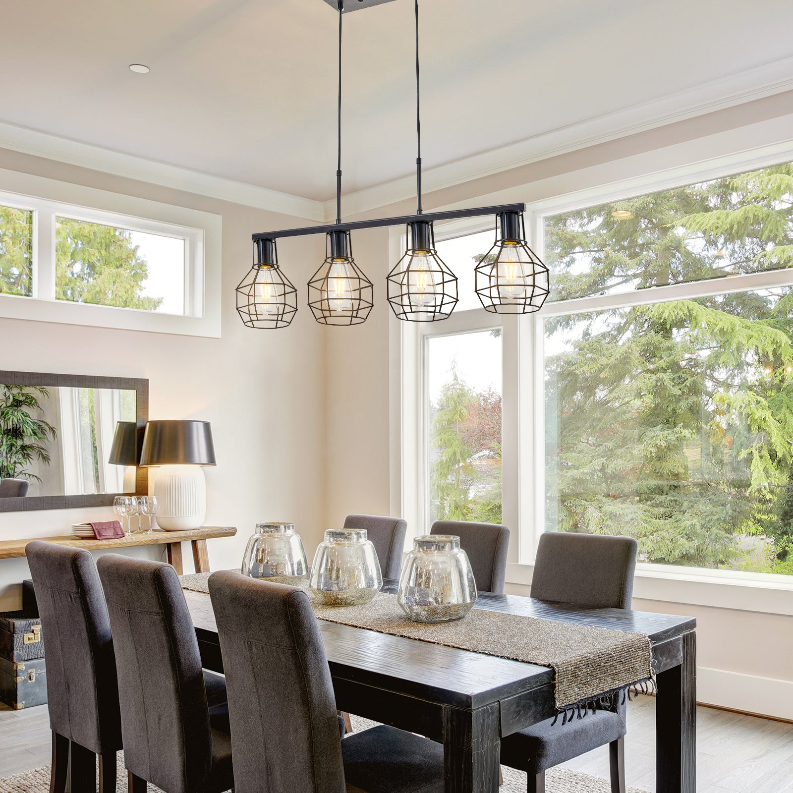 TaoTronics 4-Light Kitchen Island Lighting Adjustable Height Pendant Light Fixtures