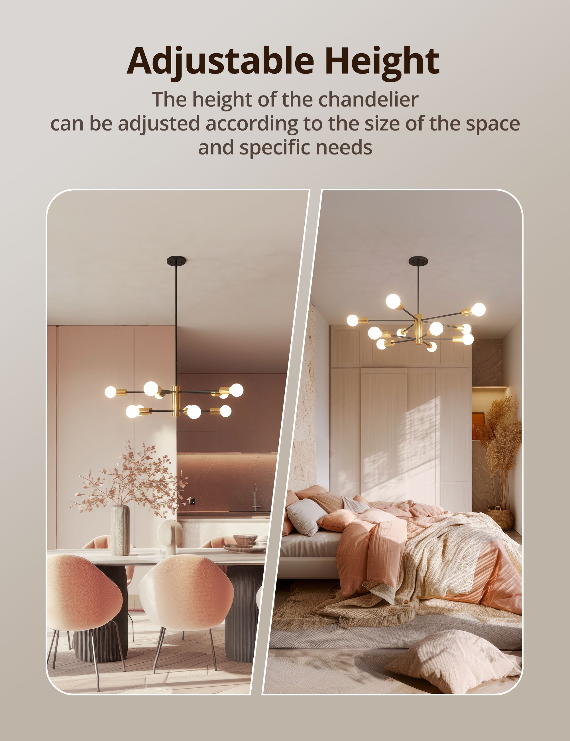 TaoTronics 10-Lights Modern Hanging Chandelier Lighting Plug-in Pendant Ceiling Light Fixtures