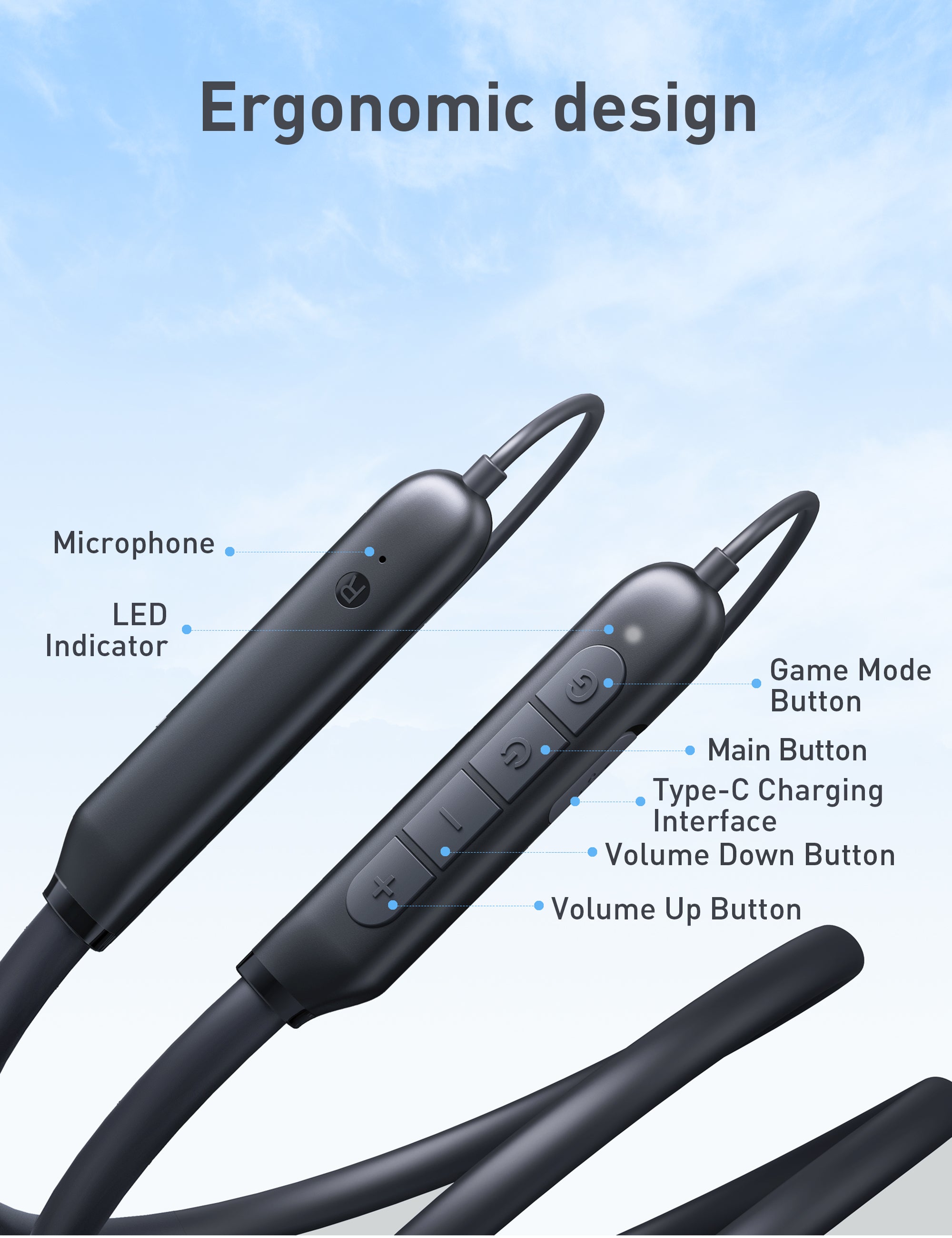 Taotronics | NB-BH115 Wireless Neckband Earbuds with Mics Bluetooth 5.3 Magnetic Headphones