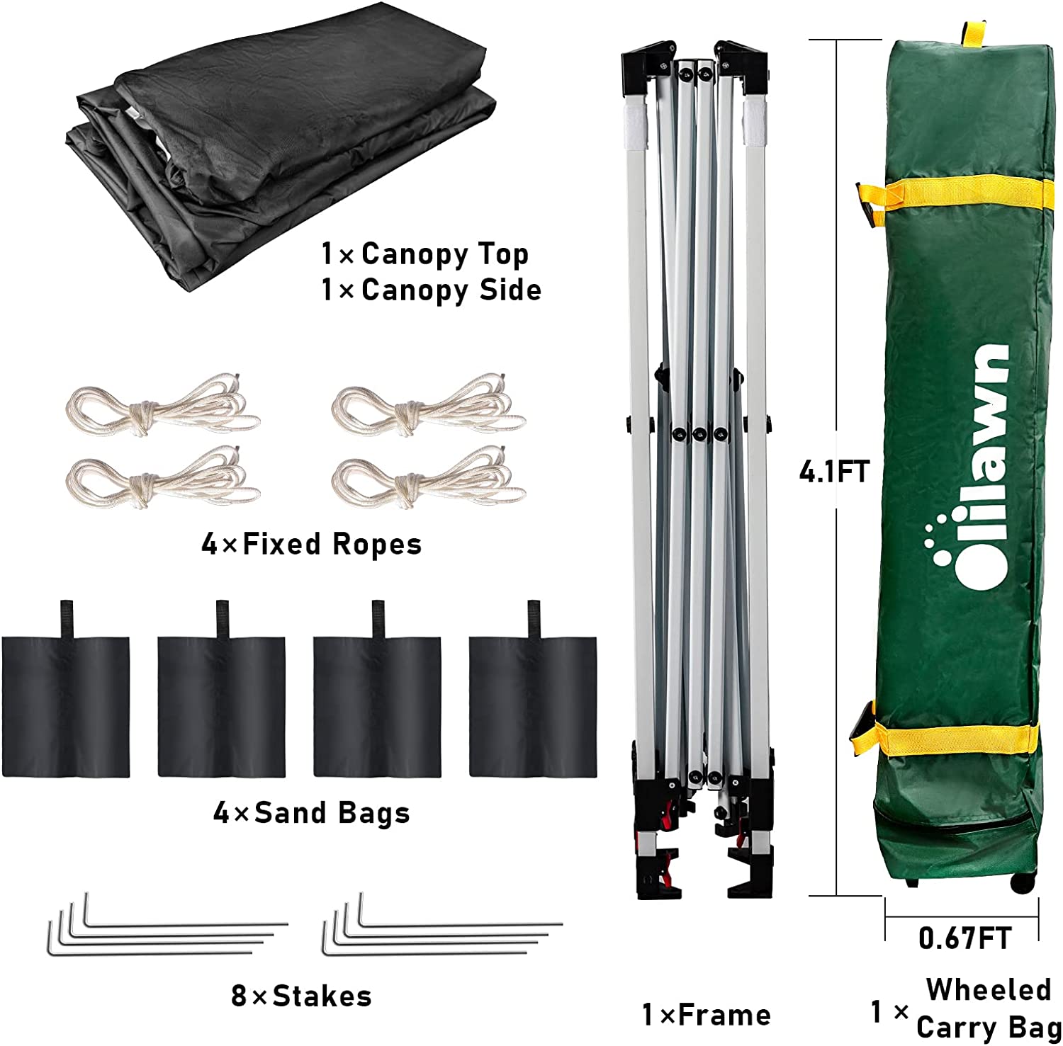 10x10 Canopy Pop up Canopy OLILAWN, Canopy Tent 10x10 with UPF 50+ Waterproof