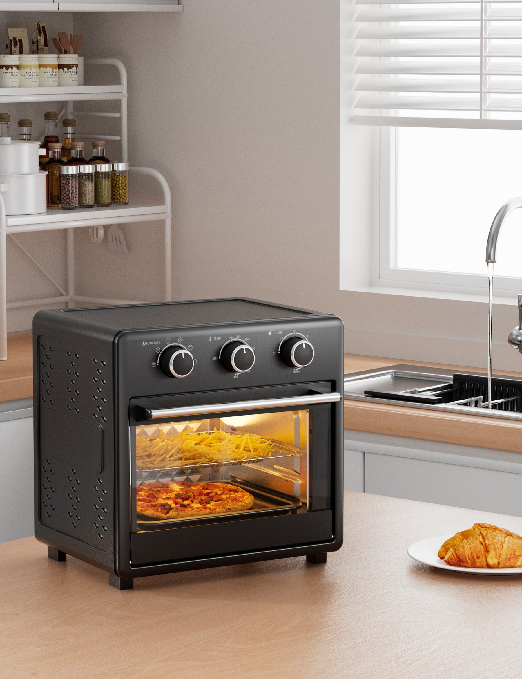 TaoTronics Air Fryer Toaster Oven - 17QT Convection Oven, 11-in-1 Steam Oven, Oven Oil-less Cooker with Rotisserie Shaft