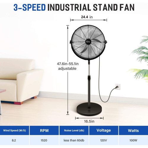 3-SPEED INDUSTRIAL STAND FAN