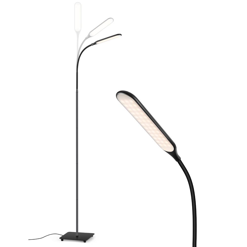 LED floor lamp with adjustable gooseneck, high adjustable pole