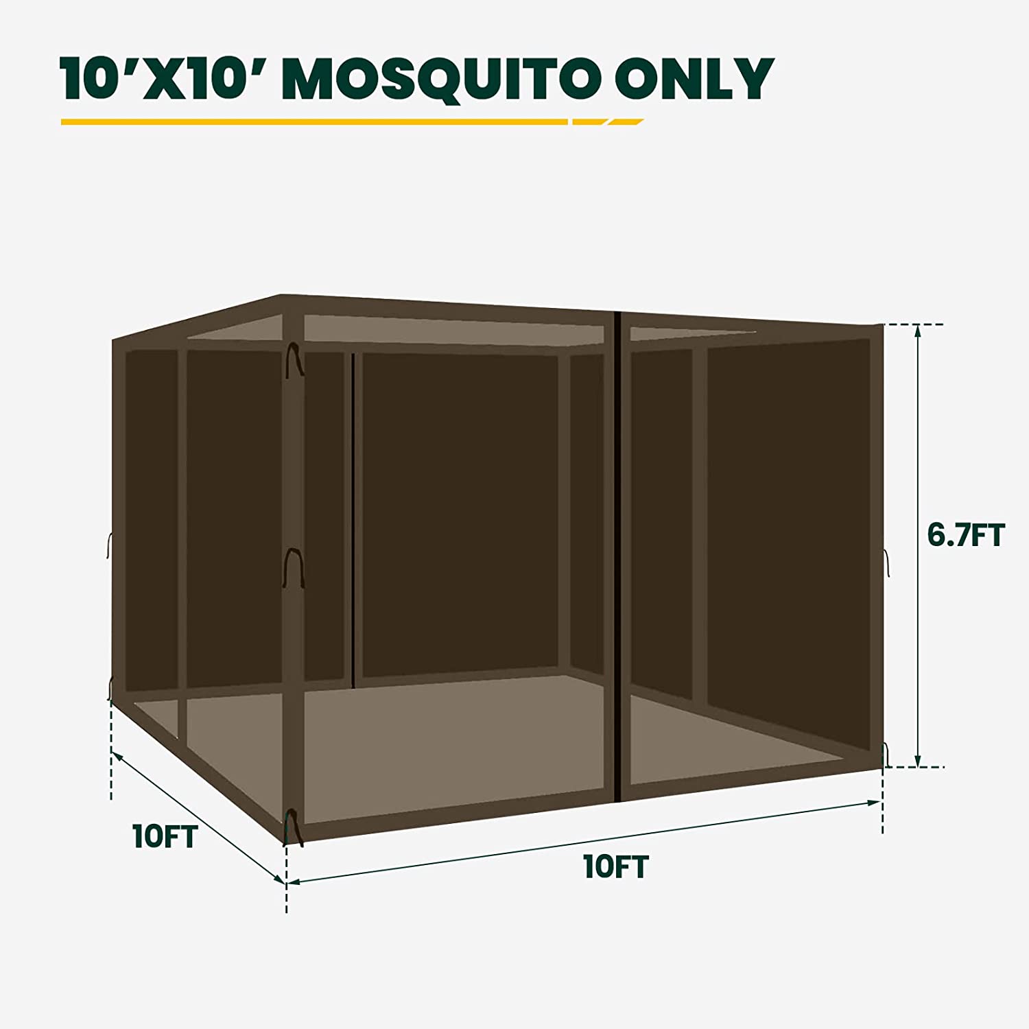 OLILAWN 10' x 12' Gazebo Universal Replacement Mosquito Netting, Outdoor 4-Panel Sidewall Curtain