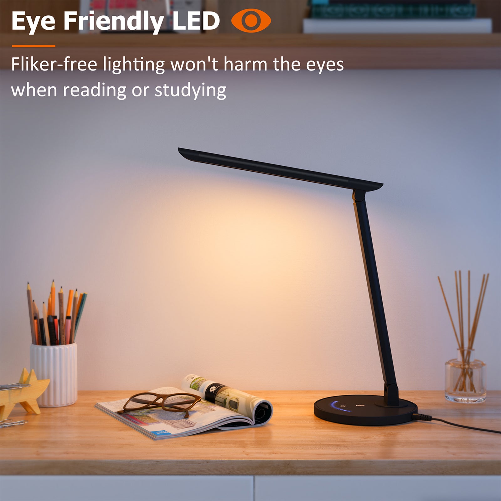 TaoTronics LED Desk Lamp TT-DL13 Office Table 35-Modes Lamps with Stable USB Charging Port & Touch Control
