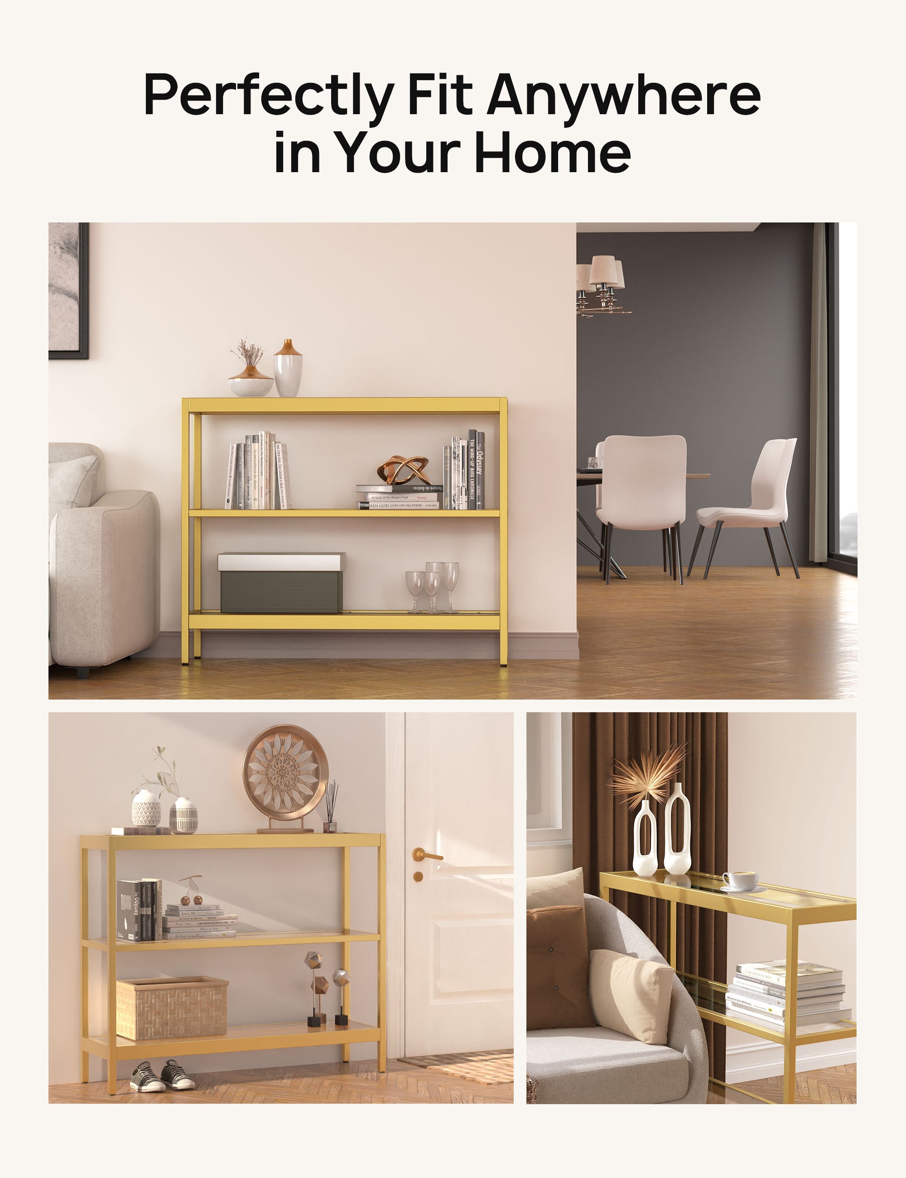 Cyber Monday Evajoy Console Table, 35" Entryway Table with 3 Tiers, Foyer Tables, Open Glass Sofa Table 2023
