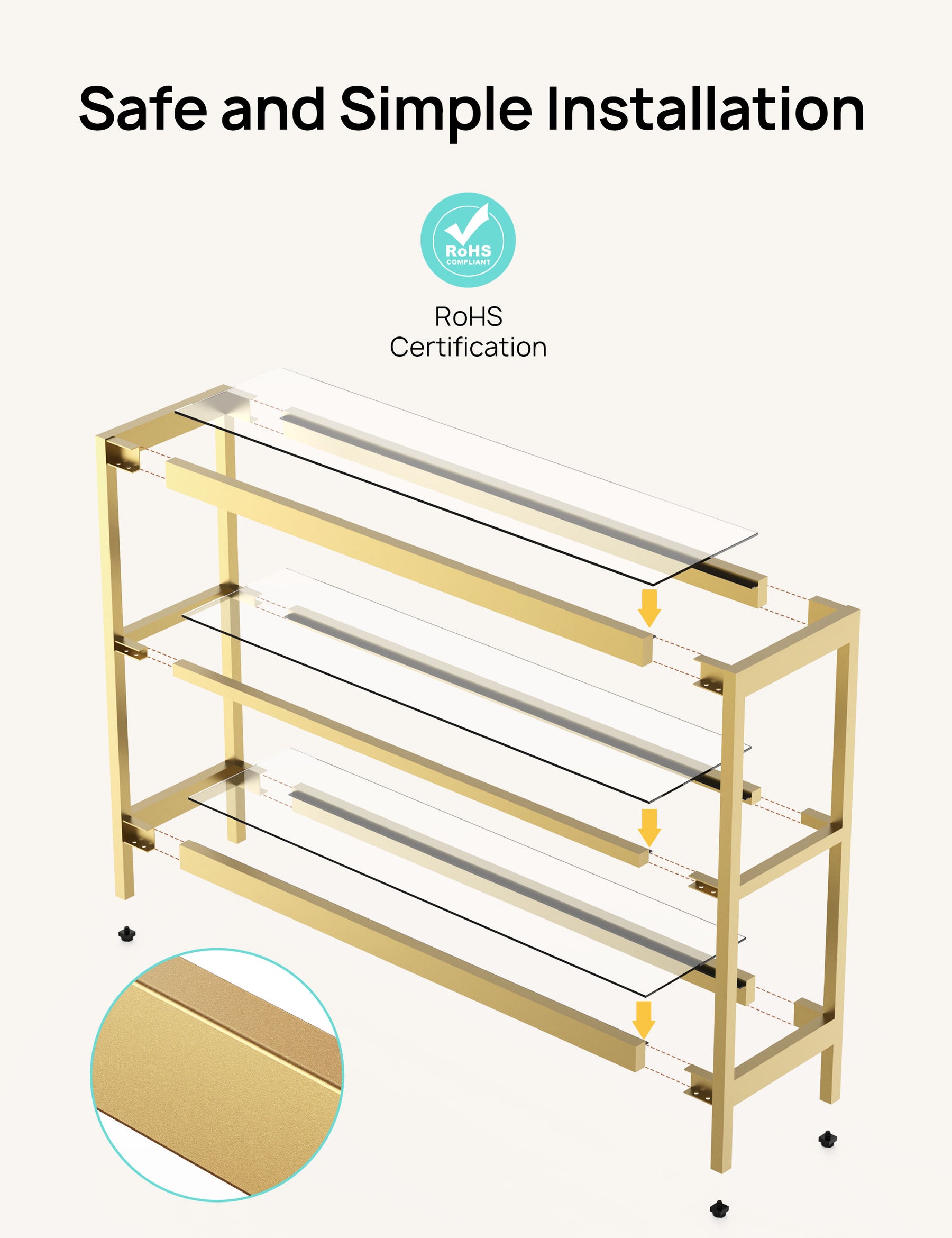 Cyber Monday Evajoy Console Table, 35" Entryway Table with 3 Tiers, Foyer Tables, Open Glass Sofa Table 2023