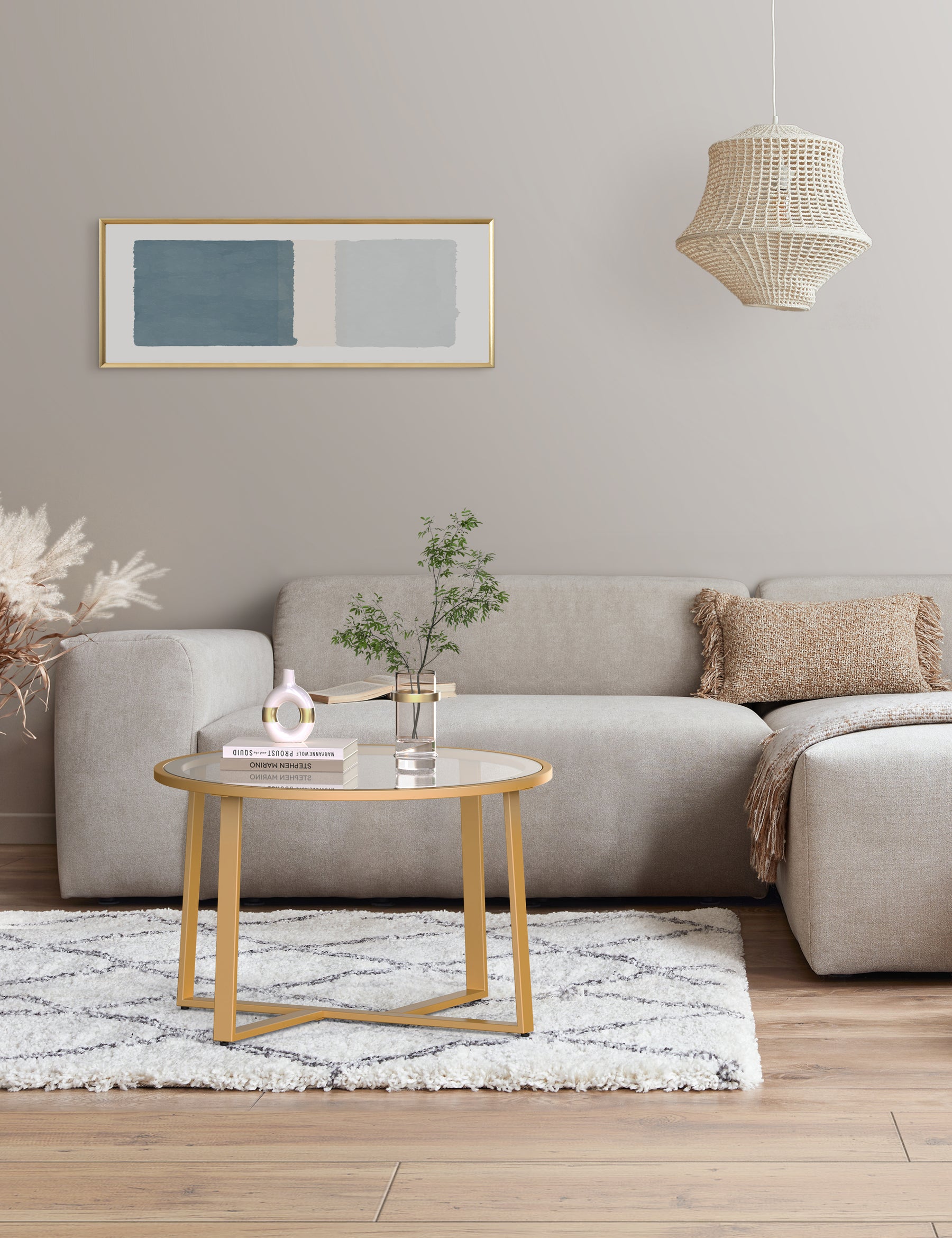Cyber Monday Evajoy Coffee Table, 27.6" Round Coffee Table with Tempered Glass Surface 2023