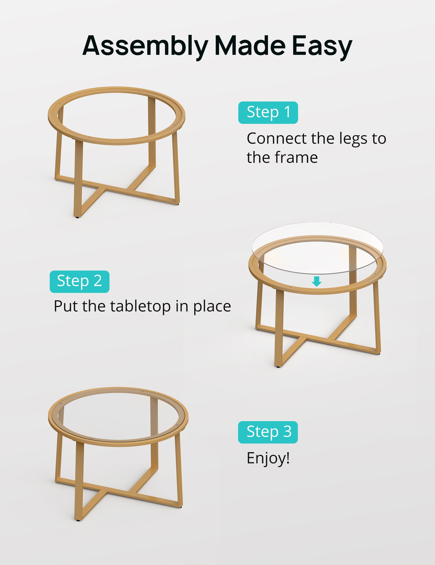 Cyber Monday Evajoy Coffee Table, 27.6" Round Coffee Table with Tempered Glass Surface 2023