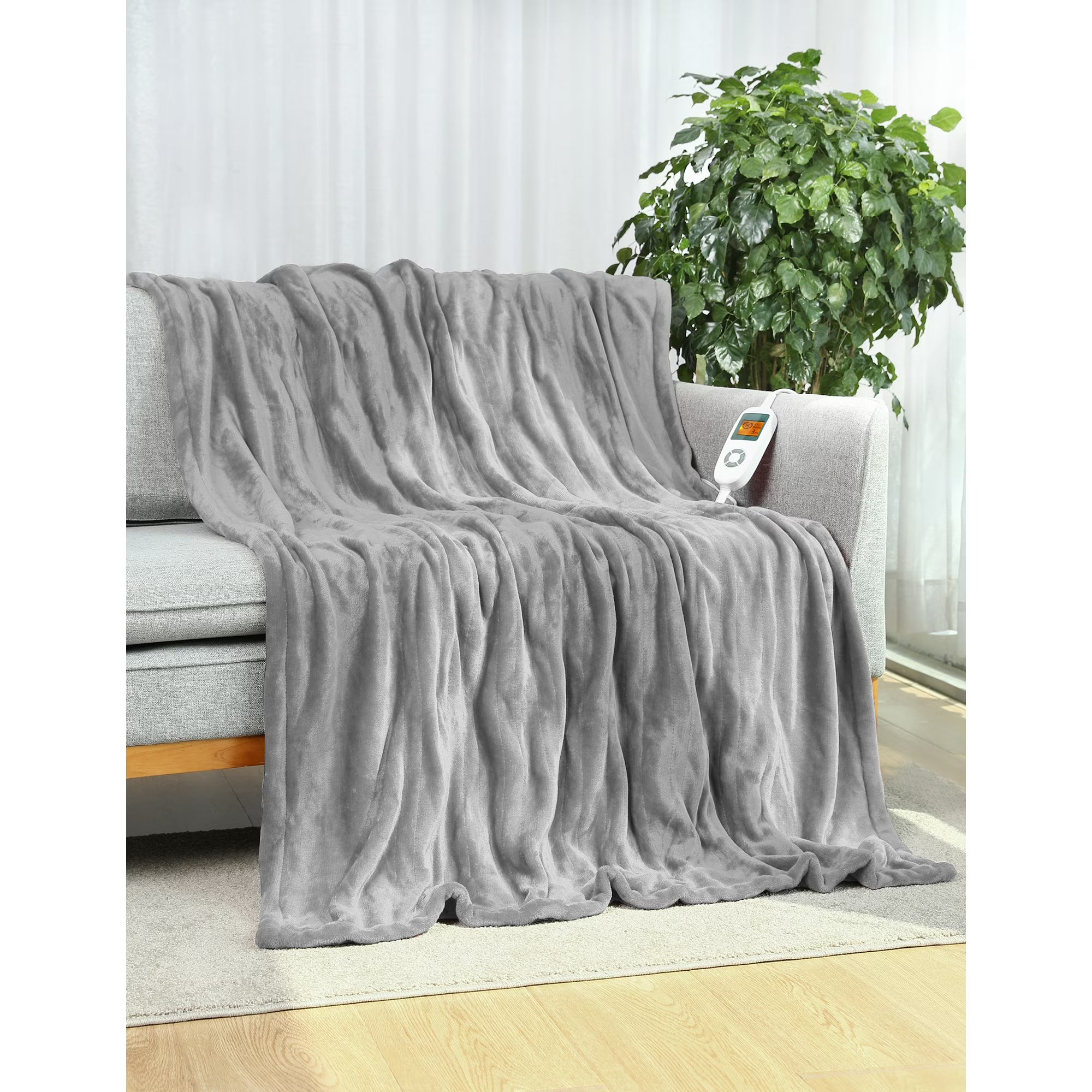 Electric Heated Blanket Full Twin Size Heated Throw Blanket 72" x 84" Soft Flannel Fast Heating Blanket with 10 Heating Levels 1-12 Hours Timer Auto-Off Protection Gifts for Women Men WM