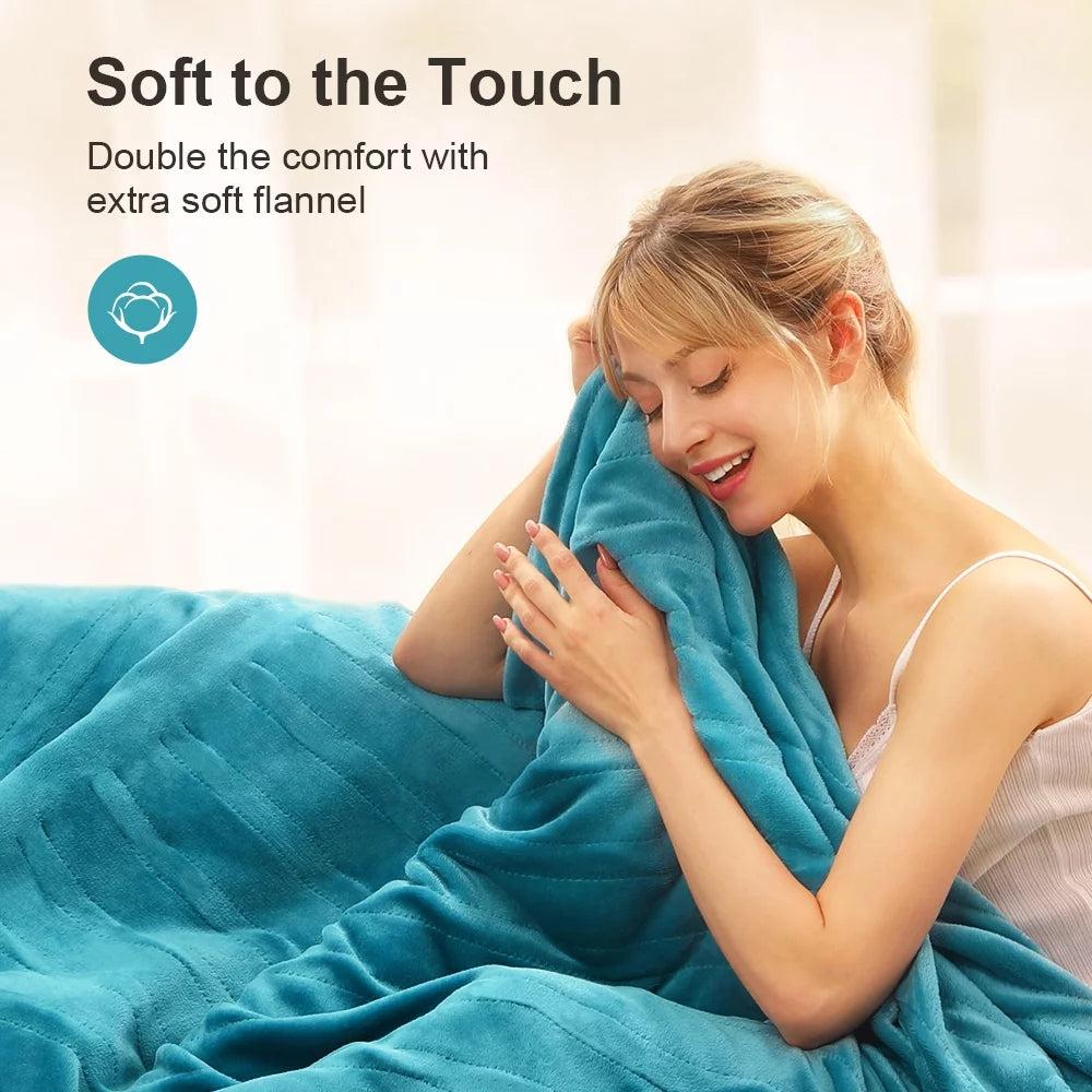 Heated Blanket Throw, Homech Full 72" x 84" Oversized Electric Flannel Blanket with 10 Heating Levels