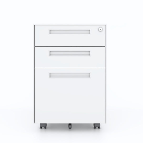 3 Drawer Metal Mobile Vertical Locking File Cabinet with Lock, Under Desk Rolling Filing Cabinets for for Home Office