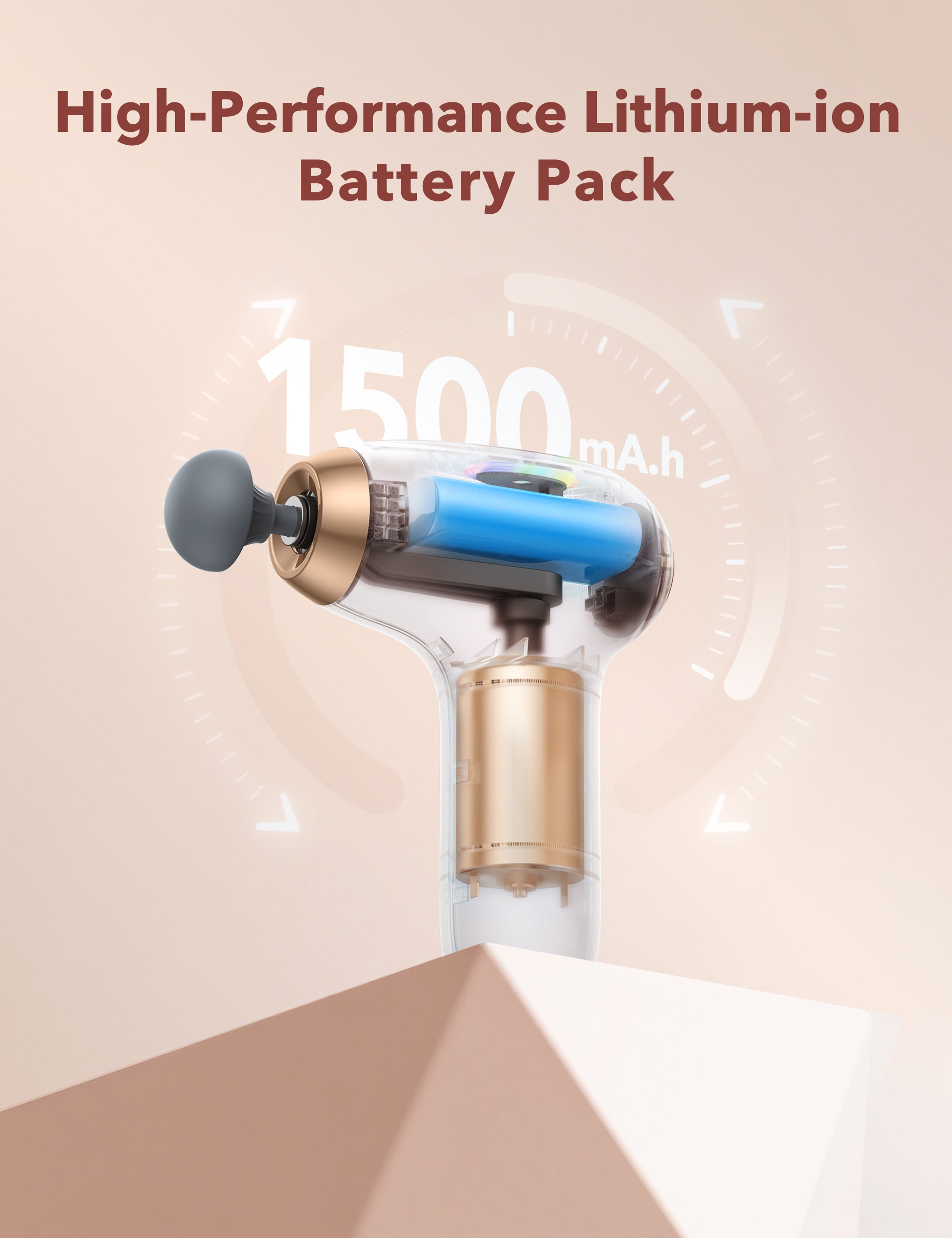 Massage Gun, Deep Tissue Percussion Muscle Massager Handheld Cordless Back Massager with 5 Speeds and 4 Heads(Pink)wm