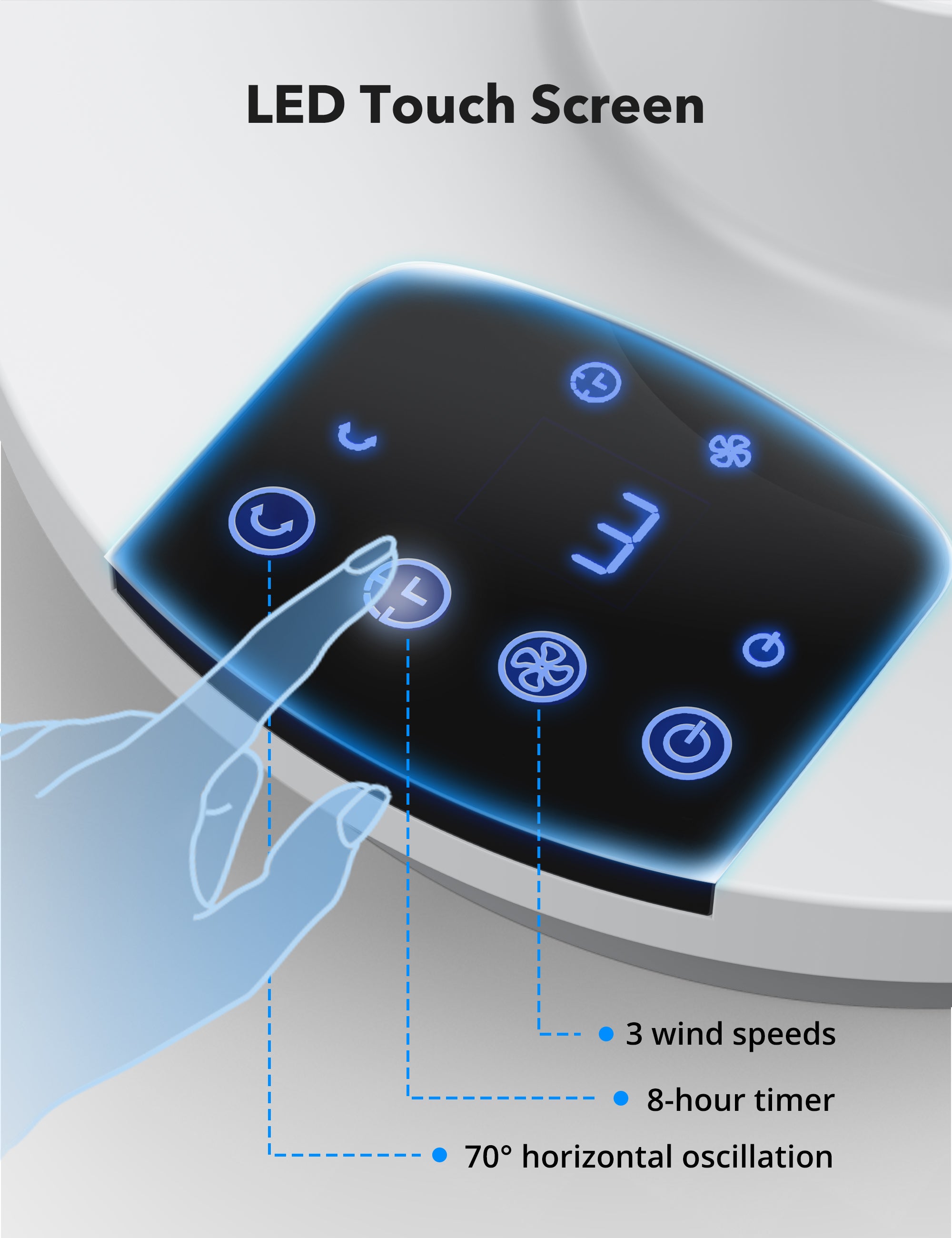 Taotronics Desk Fan with Remote, Cover 161sq.ft, 3 Speeds 8" Oscillating Smart Touch Quiet Air Circulator Fan