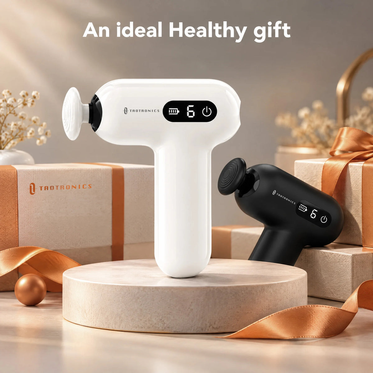 TaoTronics TT-PCA005 Mini Massage Gun, Portable Deep Tissue Massager with 6 Speeds & Quiet Motor