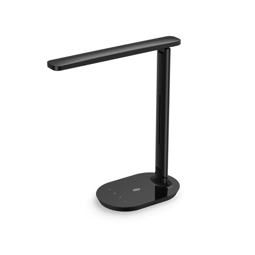 Battery Powered LED Desk Lamp with Adjustable Metal Gooseneck (Black)