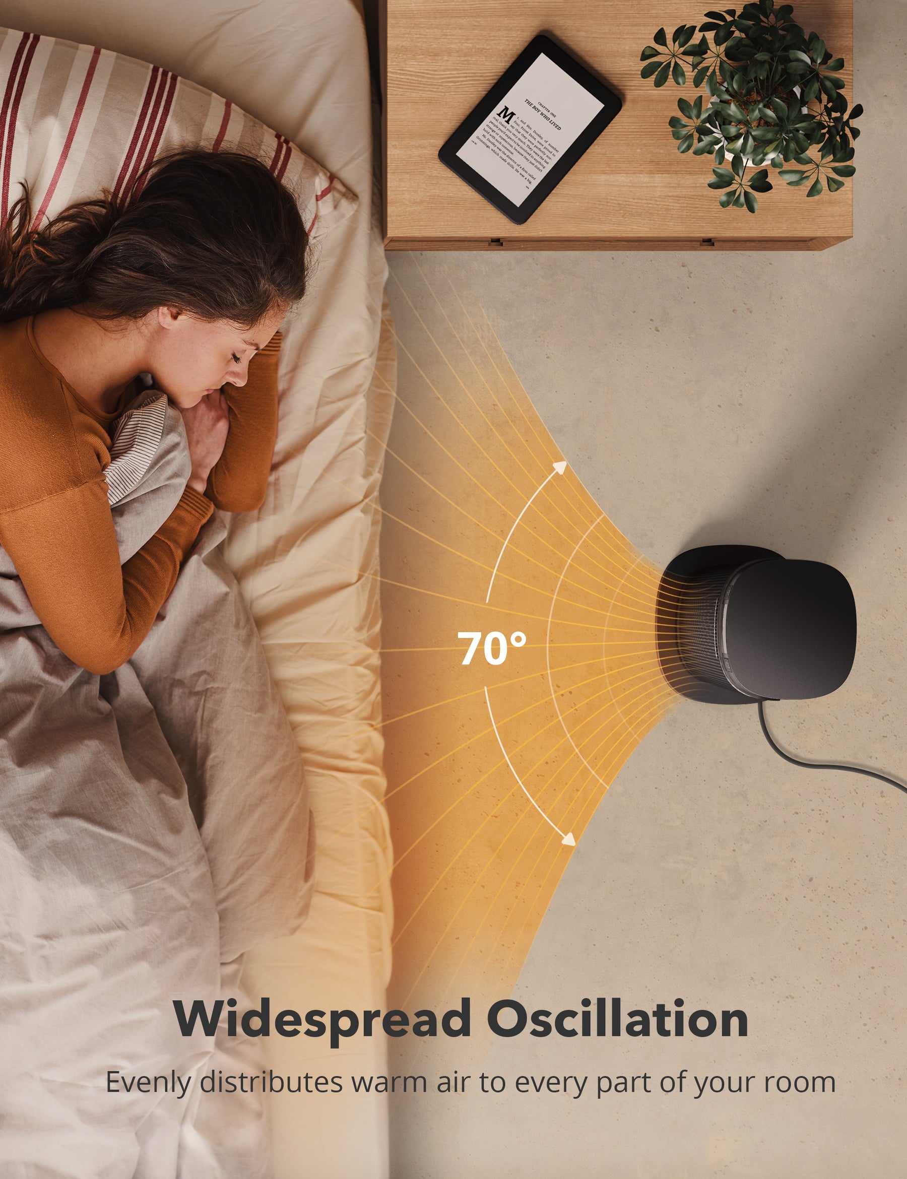 TaoTronics Space Heater, Ceramic Tower Heater with Eco Mode, Remote Control, 65° Oscillation, 12H Timer