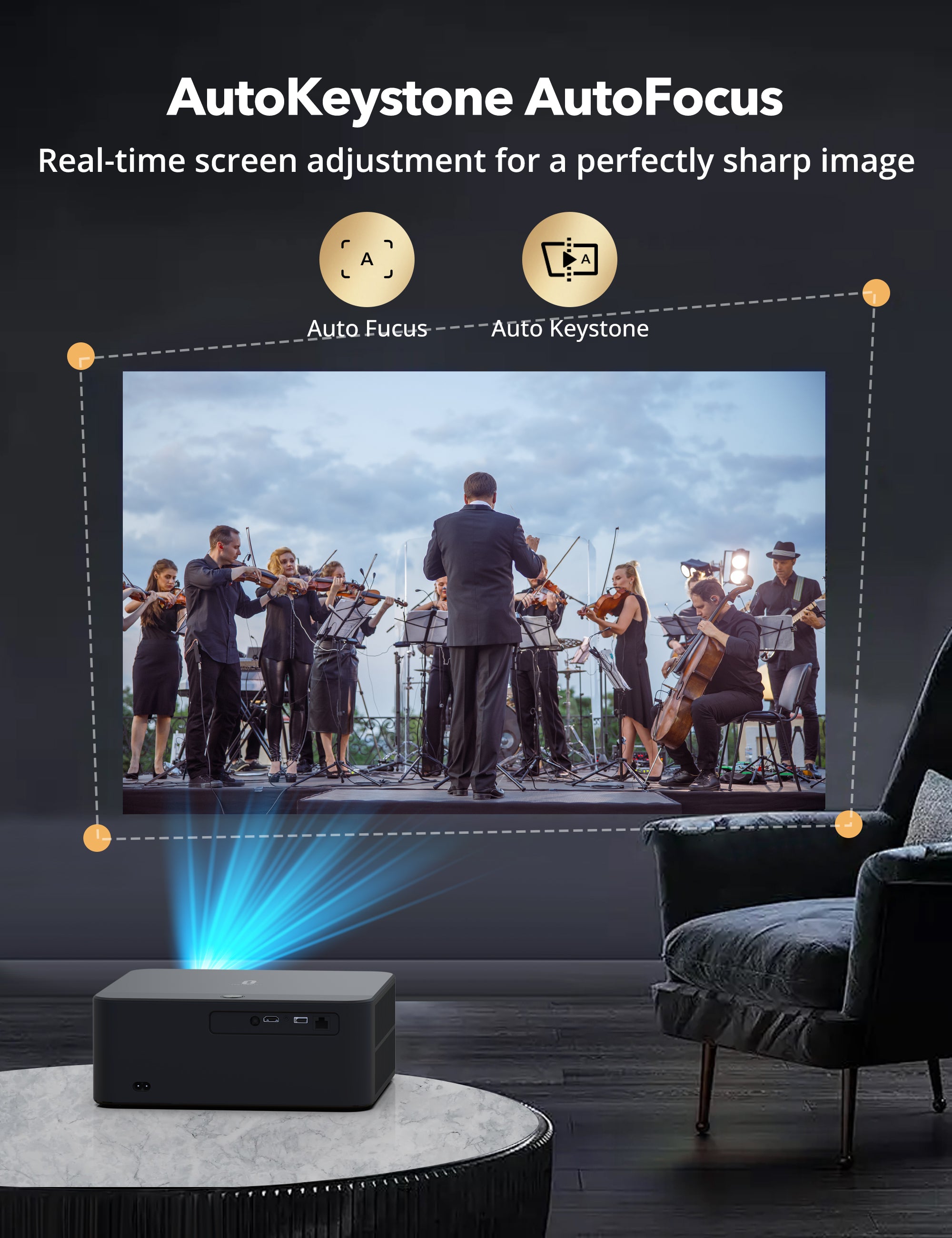 TaoTronics | Smart 4K Projector Google TV Wi-Fi 6 Auto Adjust TT-SP011