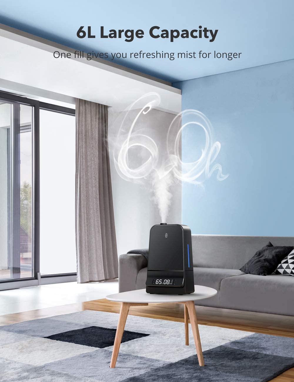 6L Cool Mist Humidifier with Humidistat LED Display-TaoTronics