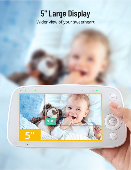 720P HD Baby Monitor IH003, Wide-Angle Monitoring, 5 inch Display