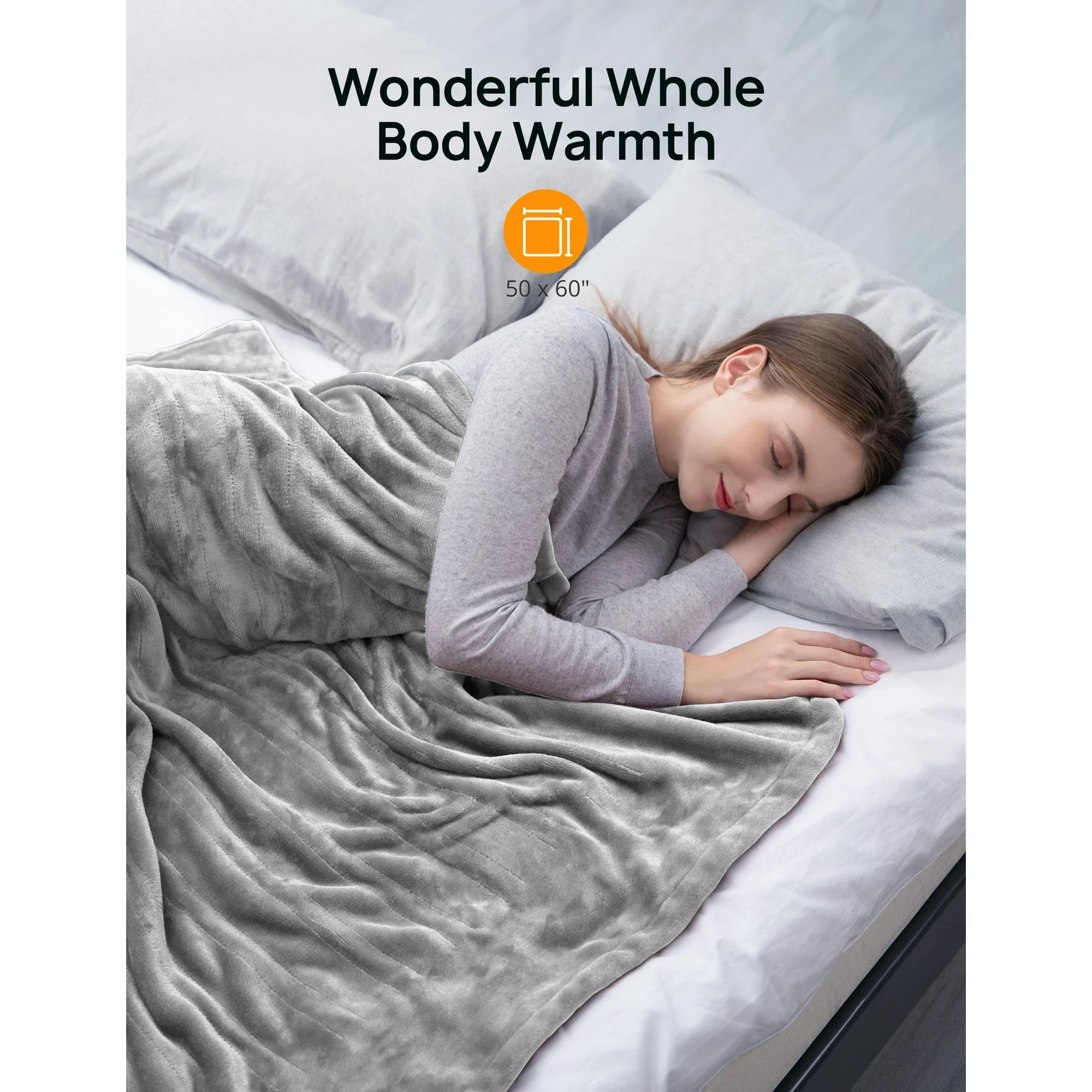 Electric Heated Blanket Full Twin Size Heated Throw Blanket 72" x 84" Soft Flannel Fast Heating Blanket with 10 Heating Levels 1-12 Hours Timer Auto-Off Protection Gifts for Women Men WM